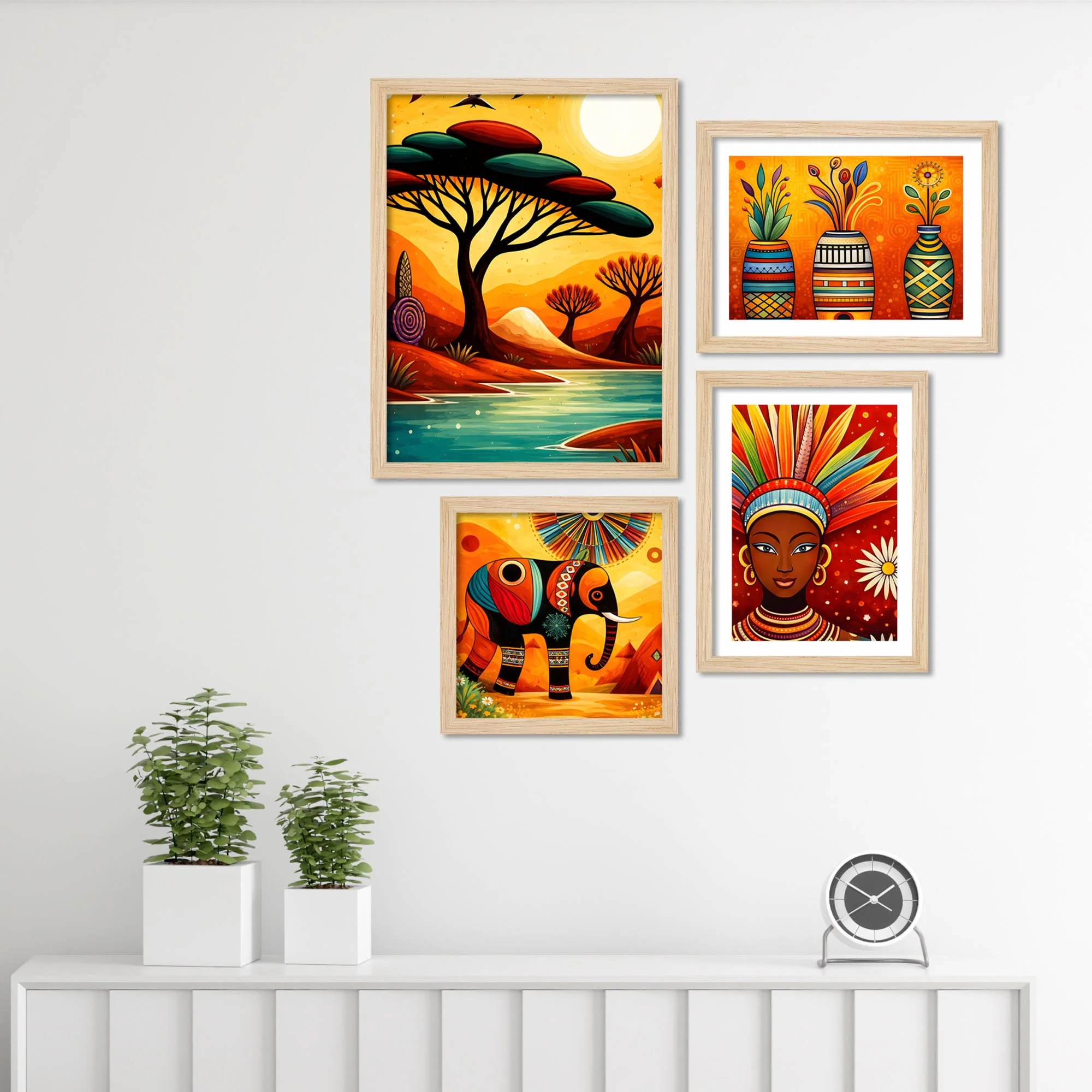 African Inspired Wall Frame Set of Four - Image 3