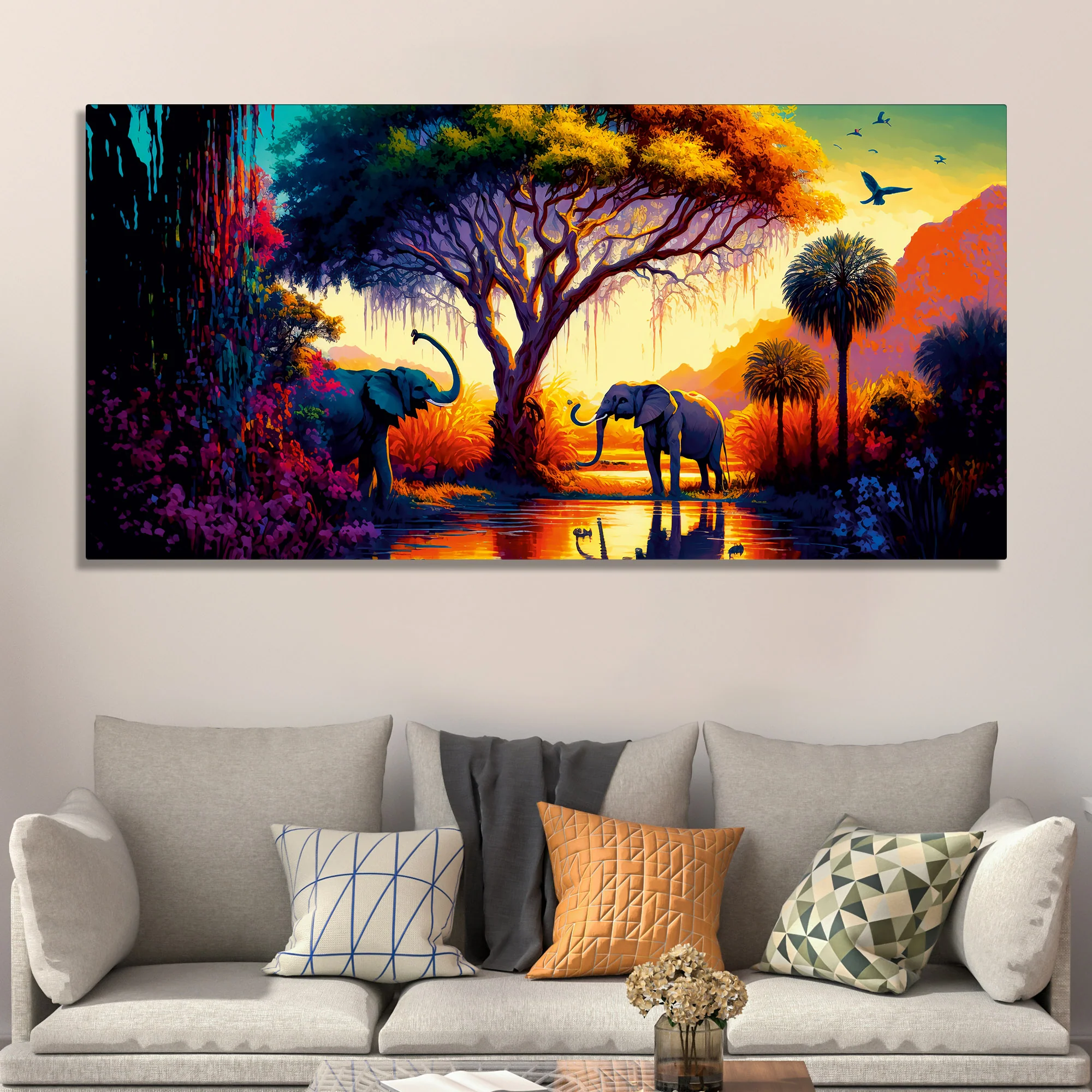 African Tropical Jungle View Canvas Wall Painting - Image 3