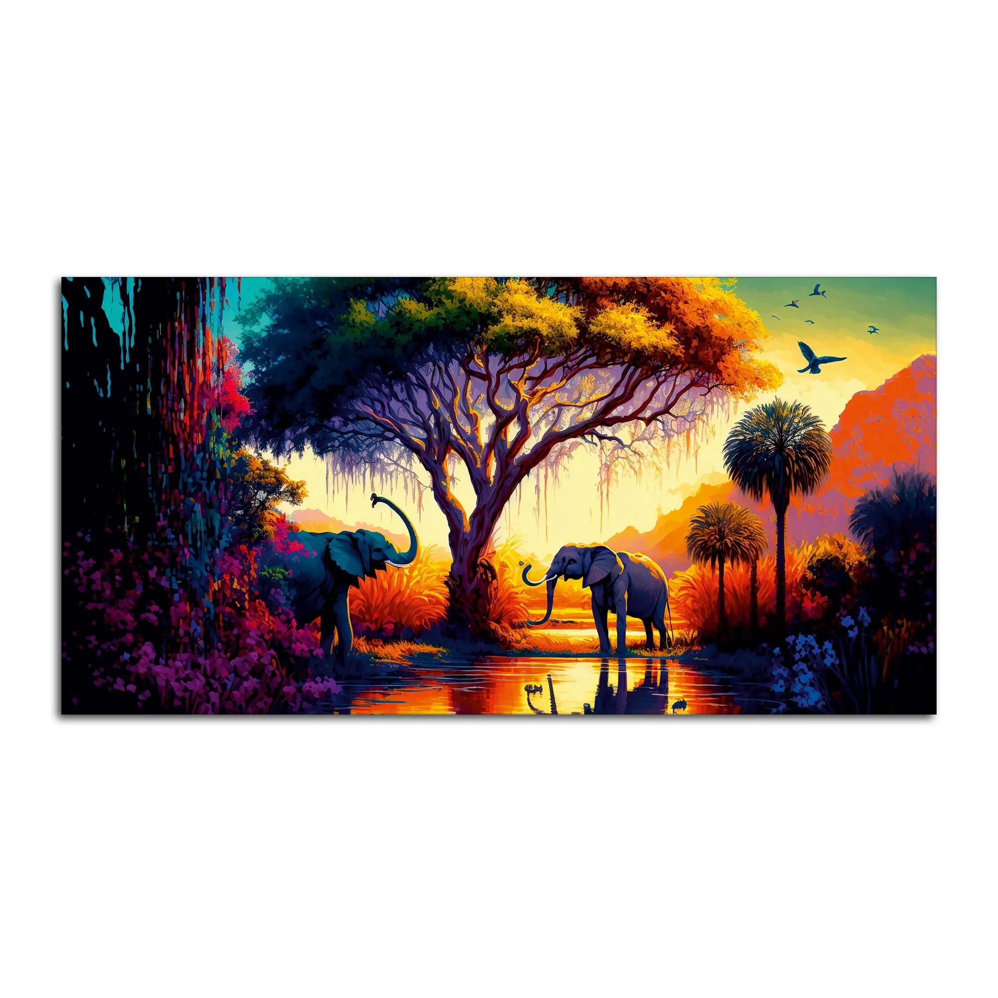 African Tropical Jungle View Canvas Wall Painting - Image 4