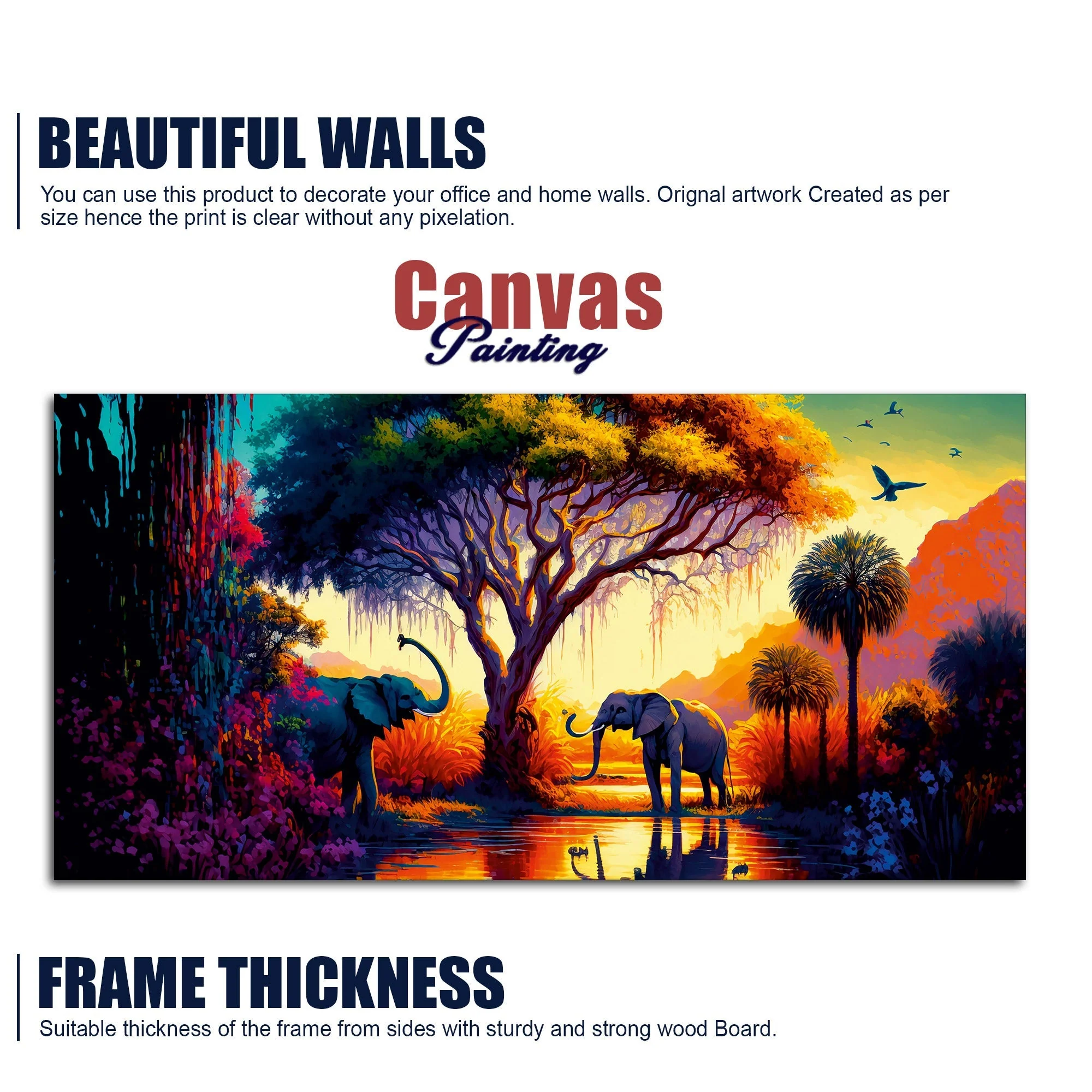 African Tropical Jungle View Canvas Wall Painting - Image 6