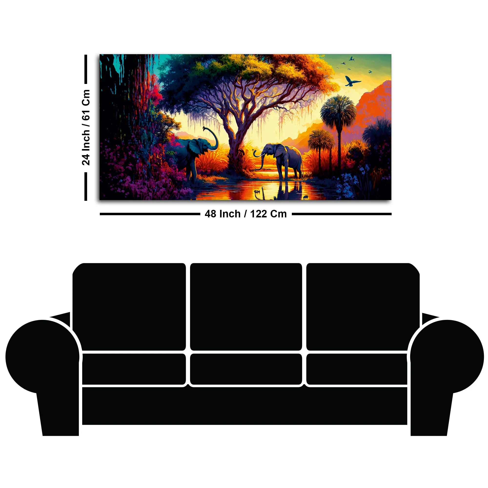 African Tropical Jungle View Canvas Wall Painting - Image 7