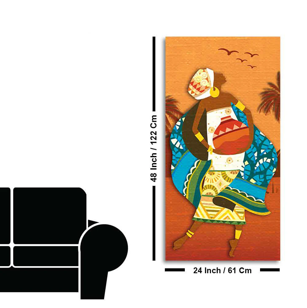 African Warli Abstract Art Canvas Wall Painting - Image 9
