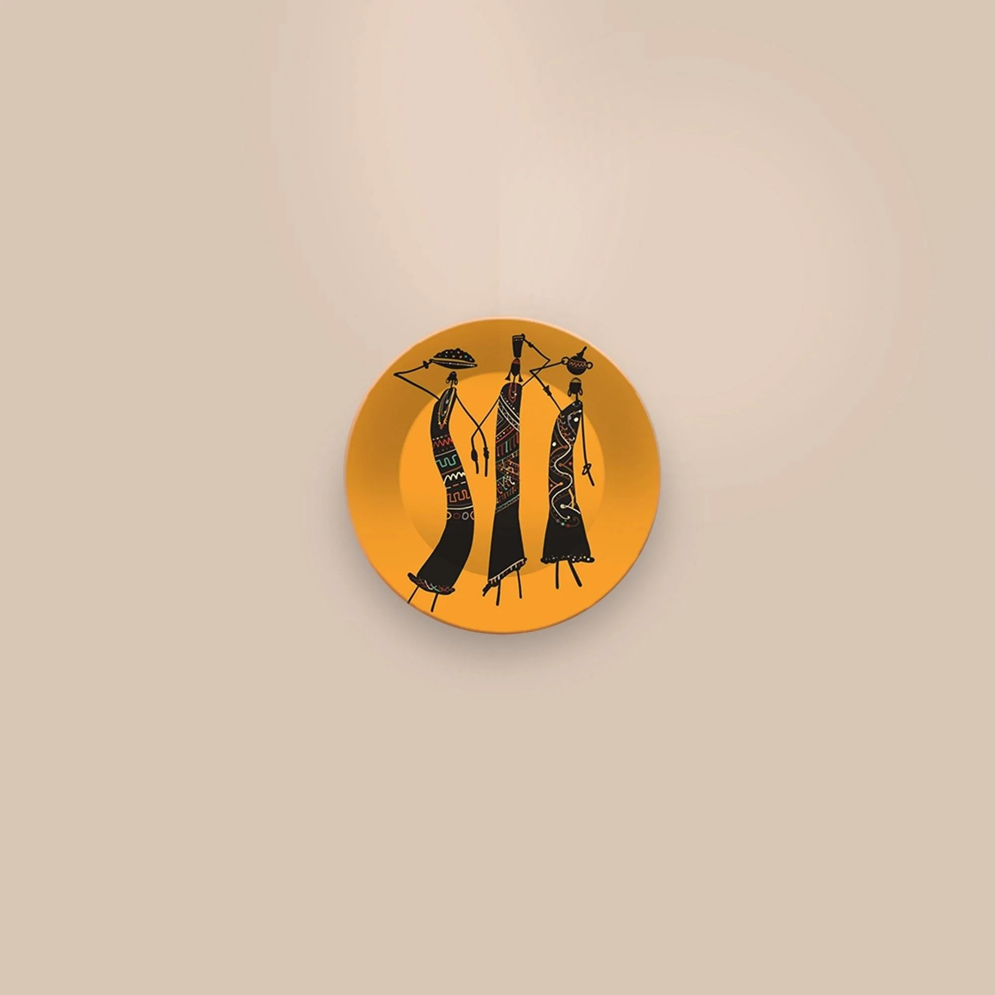 African Warli Art Painting Ceramic Hanging Wall Plate - Image 4