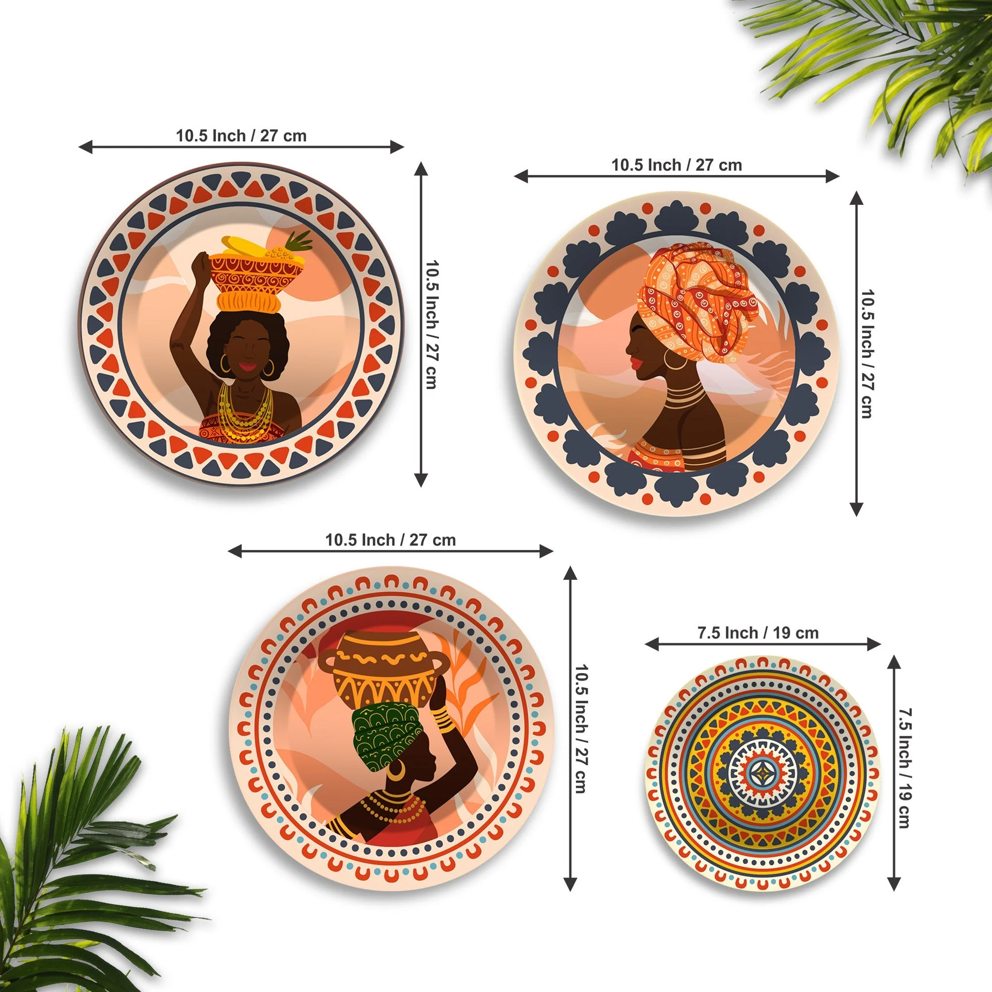 African Women Premium Wall Plates Painting Set of Four - Image 6
