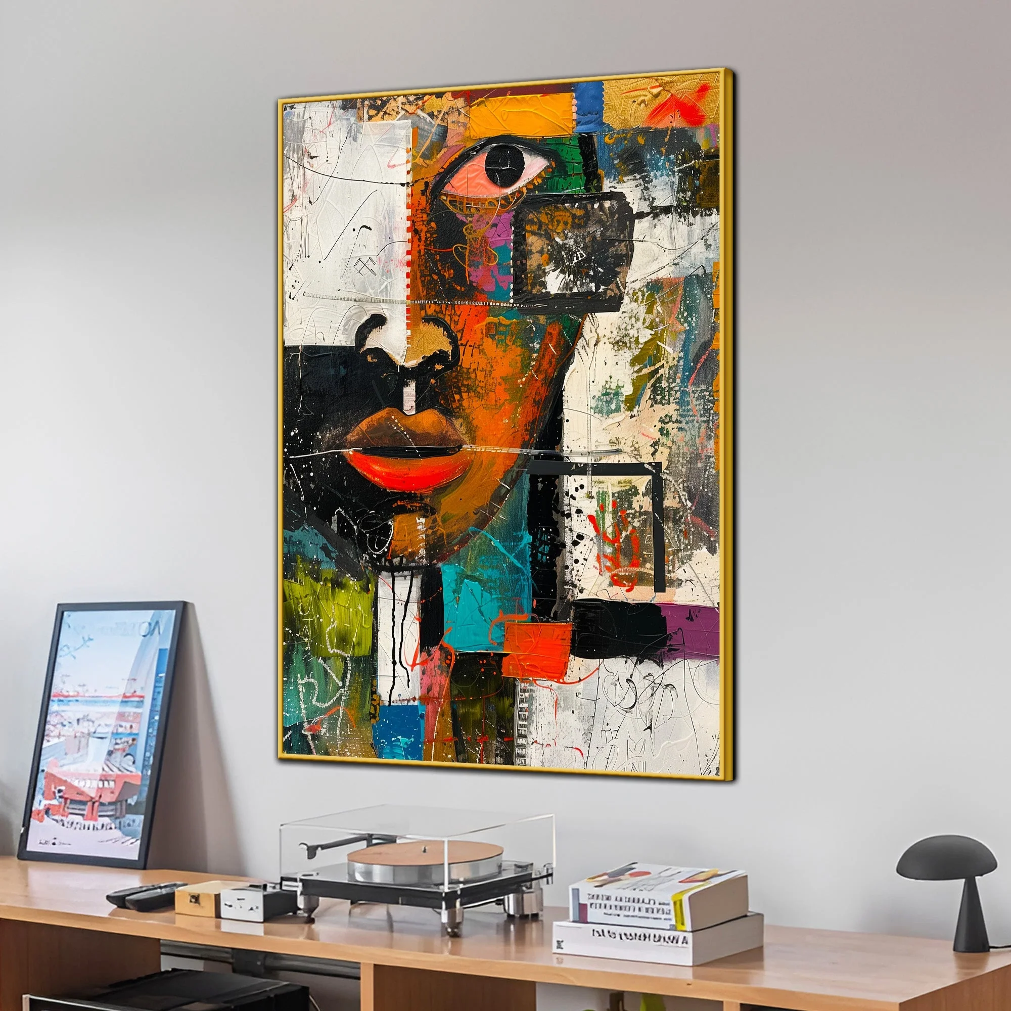 Afro Geometric Cotton Canvas Wall Painting - Image 3