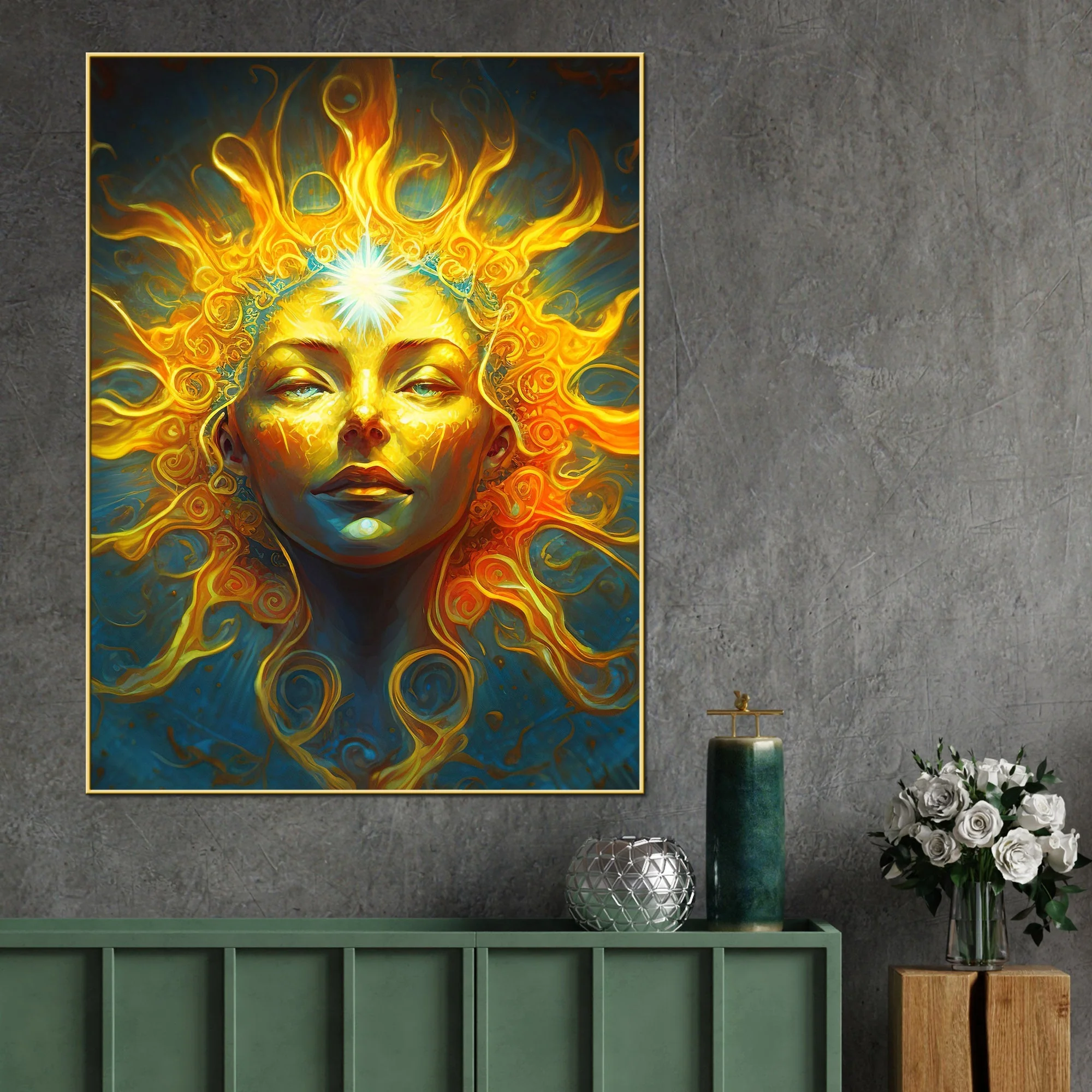 Amaterasu Goddess Of The Sun Cotton Canvas Wall Painting - Image 2
