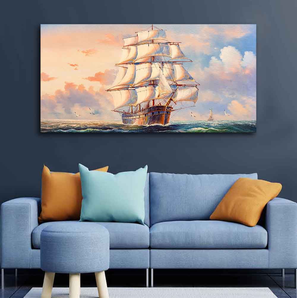 Amazing Sailing Ship Wall Painting - Image 3