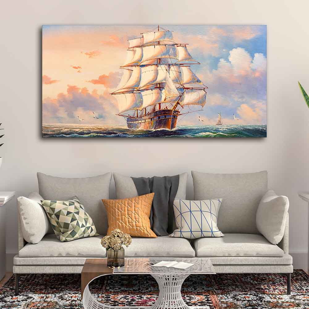 Amazing Sailing Ship Wall Painting - Image 4