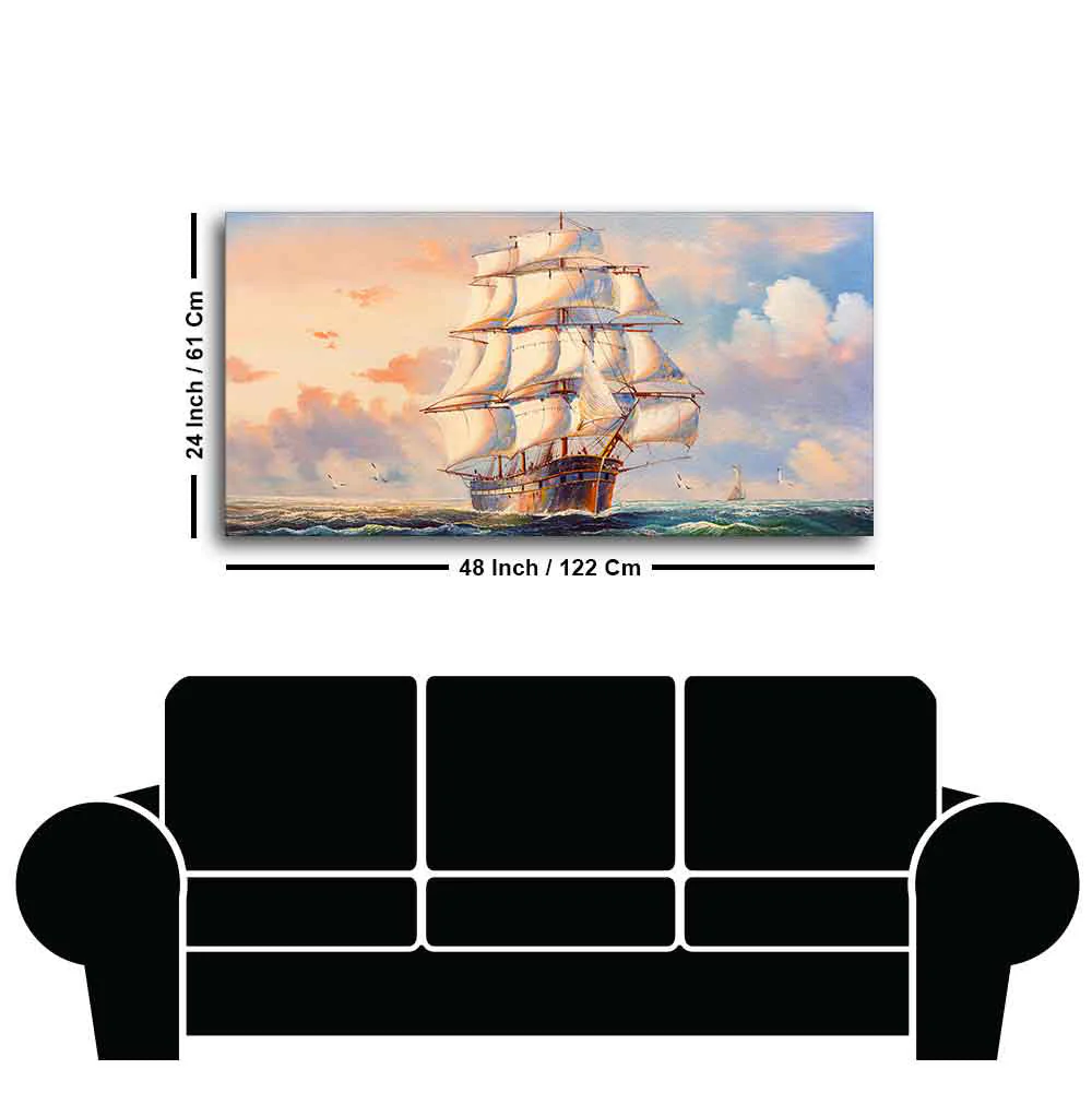 Amazing Sailing Ship Wall Painting - Image 7