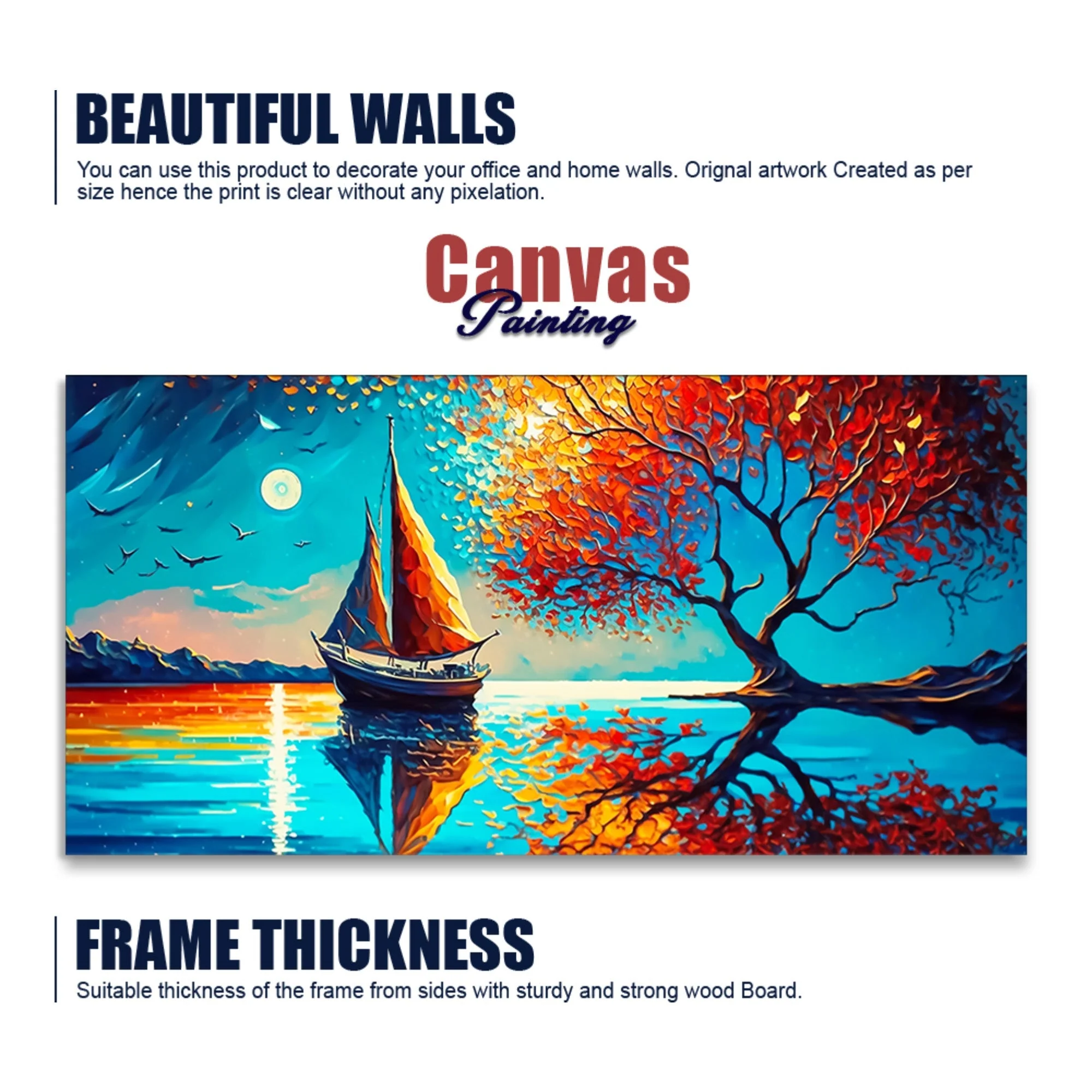 Amazing Scenery of Night View Canvas Wall Painting - Image 6