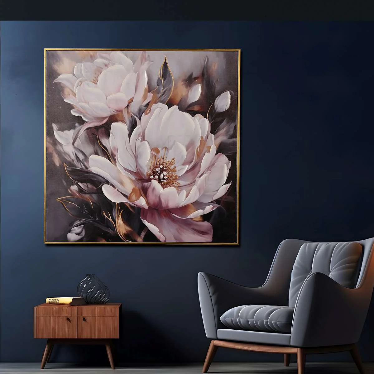 Ambrosial of Petals Hand Painted Wall Painting with Floating Frame - Image 2