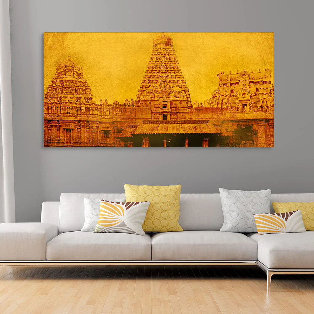 Ancient Brihadeeswara Temple of Tamilnadu Canvas Wall Painting - Image 2
