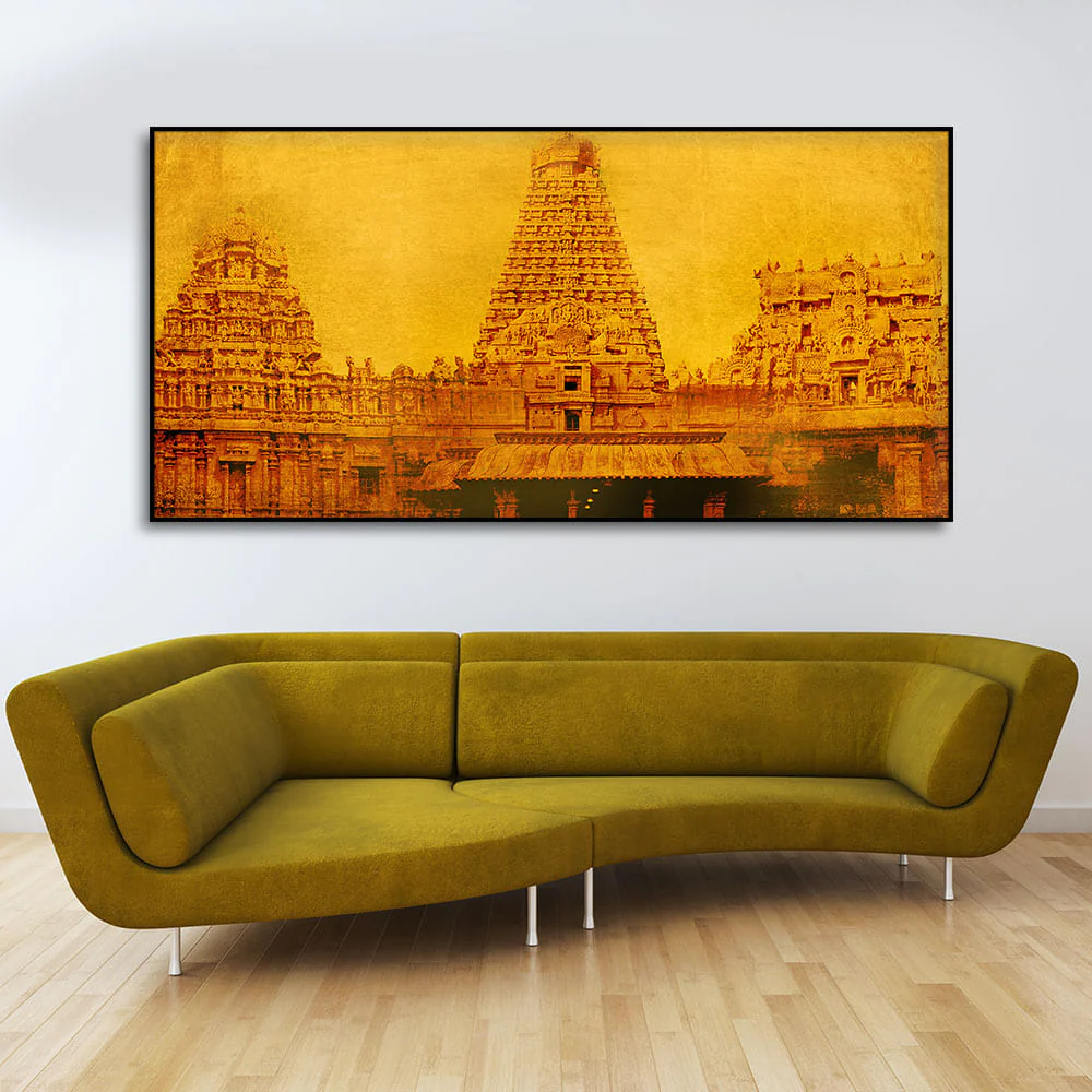 Ancient Brihadeeswara Temple of Tamilnadu Canvas Wall Painting - Image 3