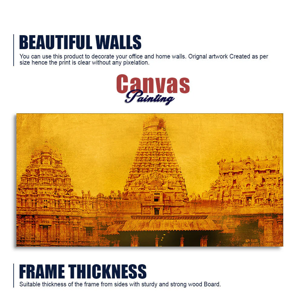 Ancient Brihadeeswara Temple of Tamilnadu Canvas Wall Painting - Image 5