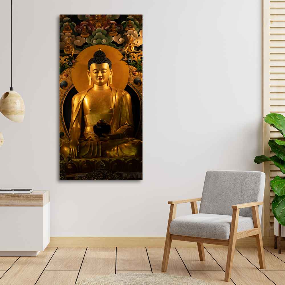 Ancient Buddha Statue Canvas Wall Painting - Image 2