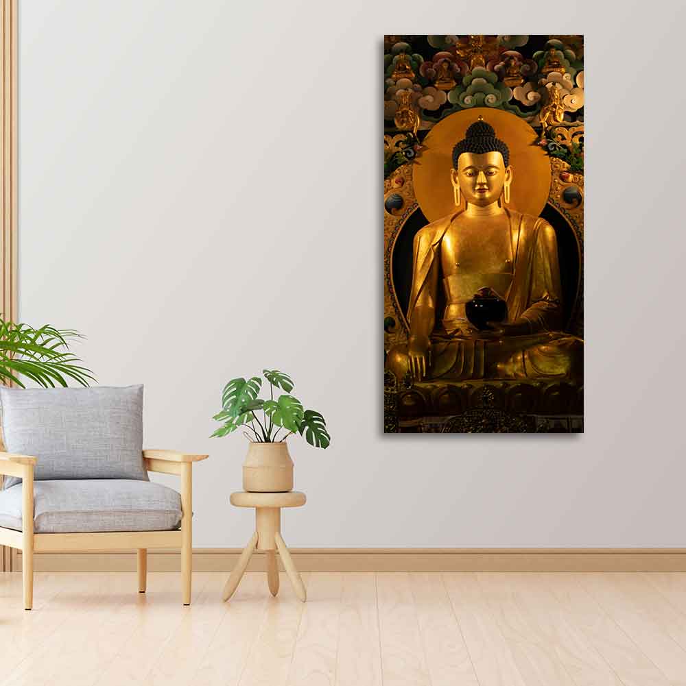 Ancient Buddha Statue Canvas Wall Painting - Image 3