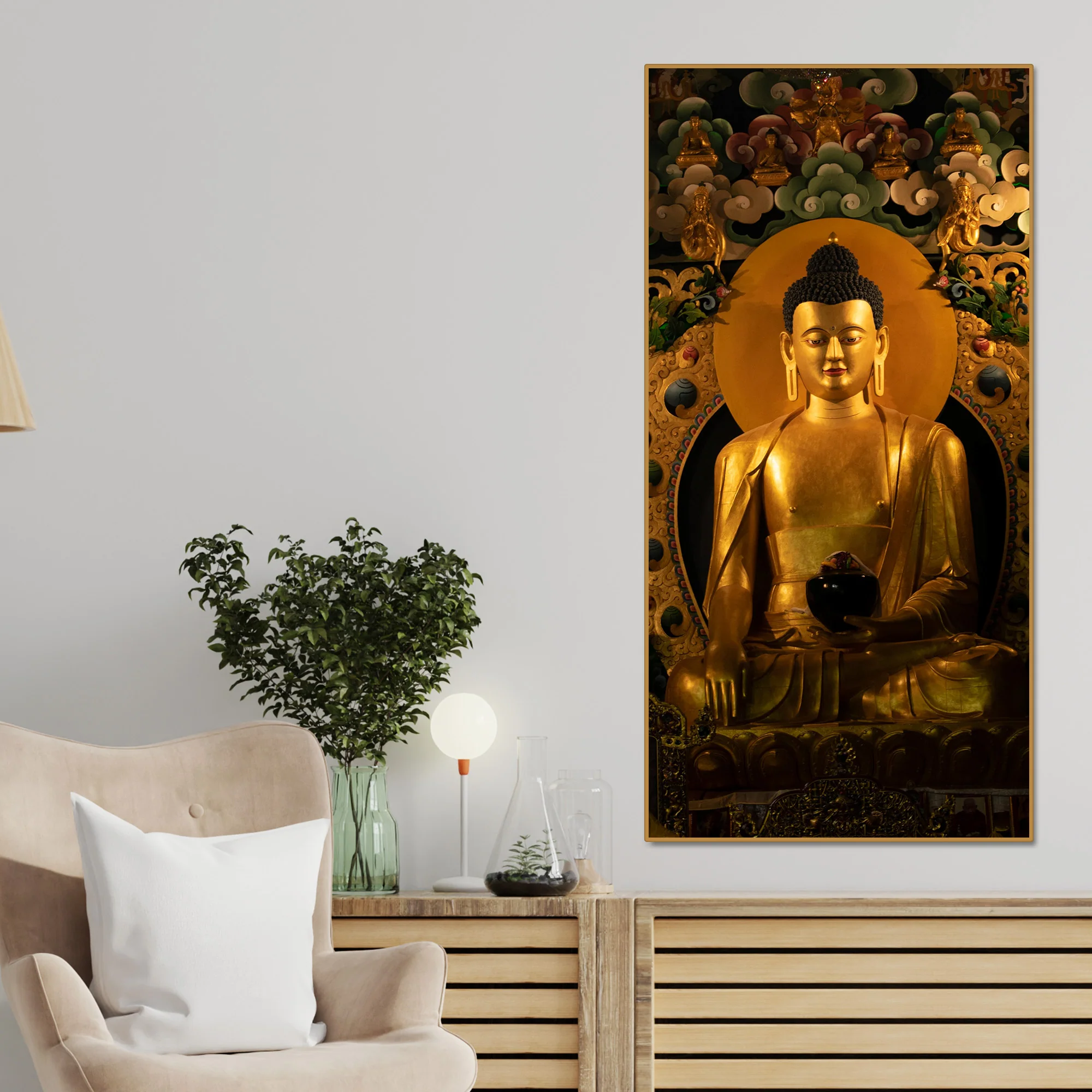 Ancient Buddha Statue Canvas Wall Painting - Image 5