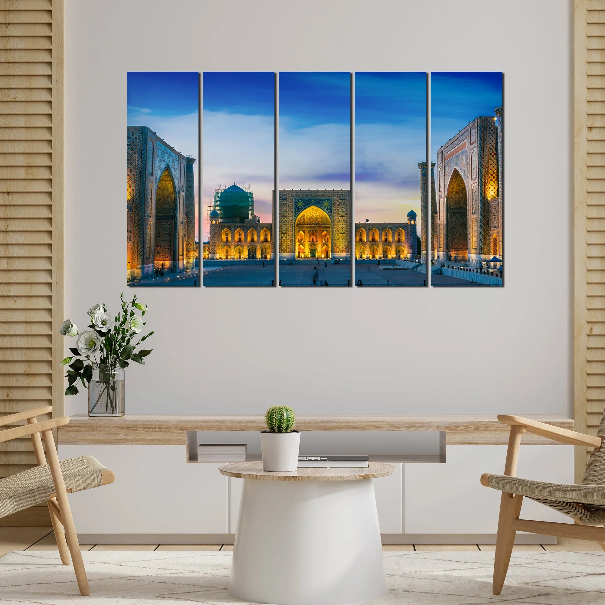 Canvas Islamic Wall Painting of Ancient City Samarkand Set of 5 - Image 2