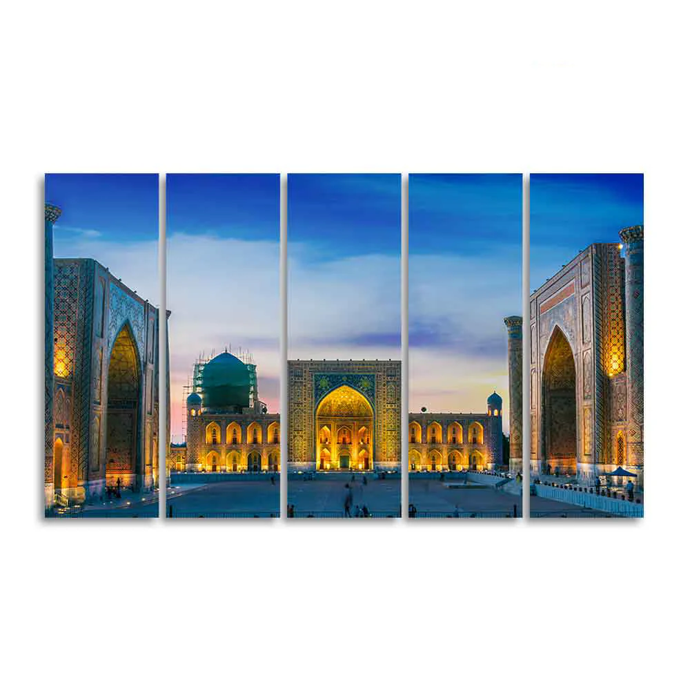 Canvas Islamic Wall Painting of Ancient City Samarkand Set of 5 - Image 4