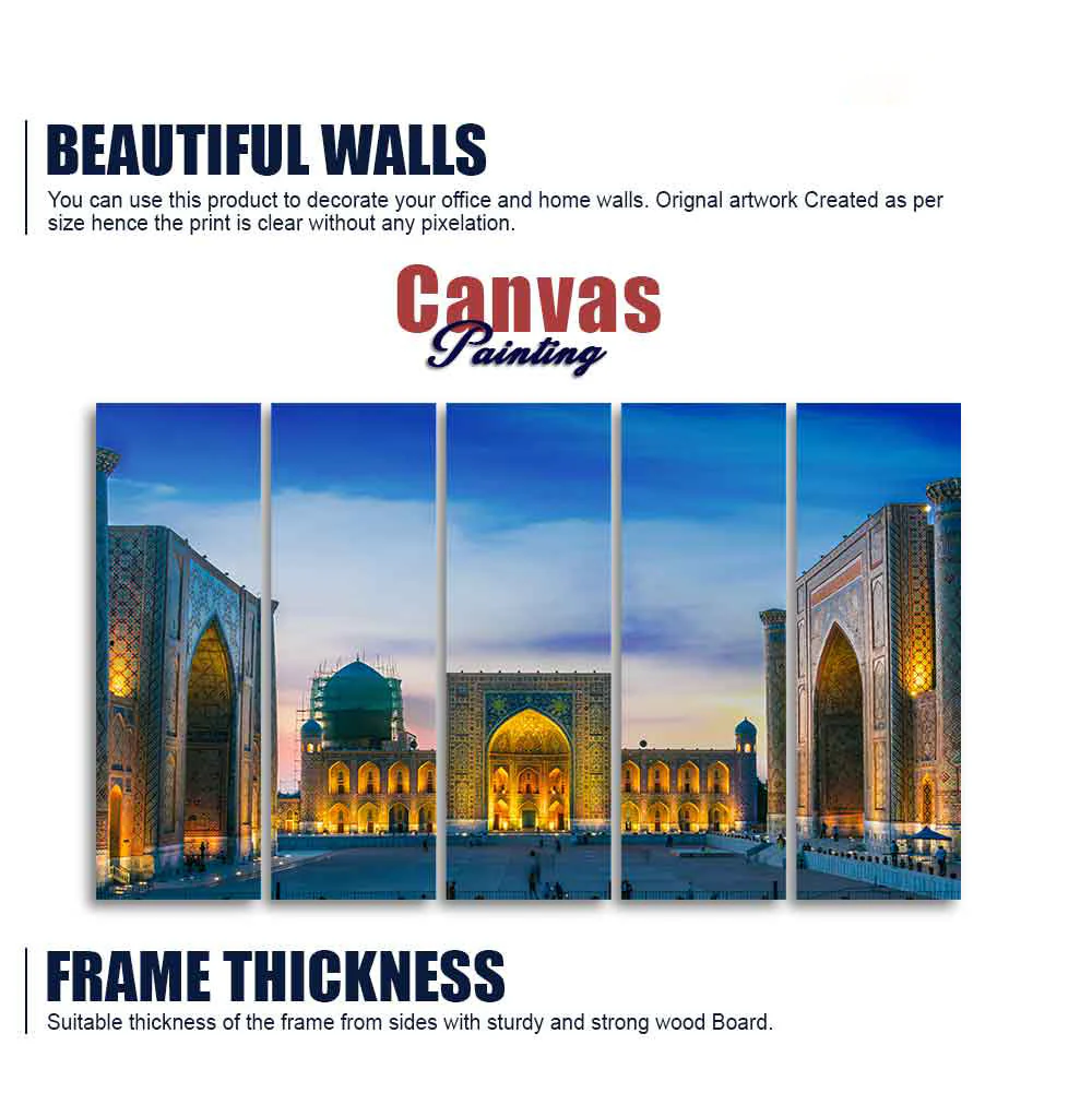 Canvas Islamic Wall Painting of Ancient City Samarkand Set of 5 - Image 5
