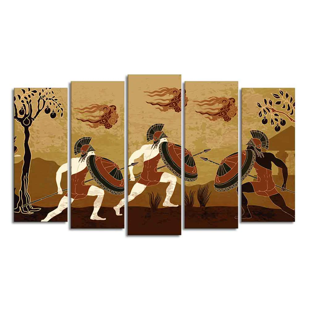 Ancient Greece Premium Wall Painting of Five Pieces - Image 4