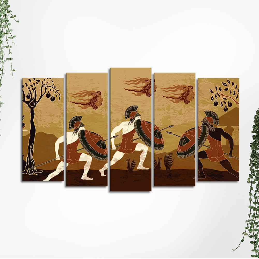 Ancient Greece Premium Wall Painting of Five Pieces - Image 5