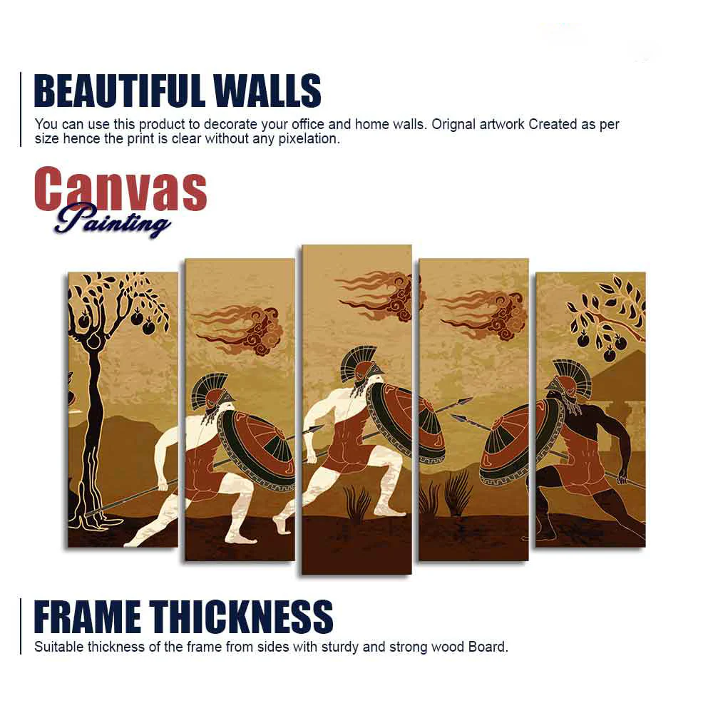 Ancient Greece Premium Wall Painting of Five Pieces - Image 6