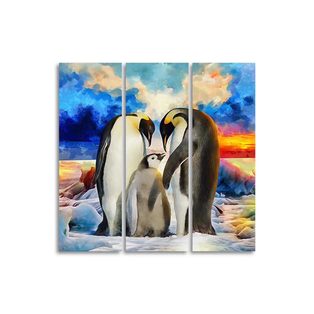 Animal Wall Painting of Penguins Set of 3 Pieces - Image 4