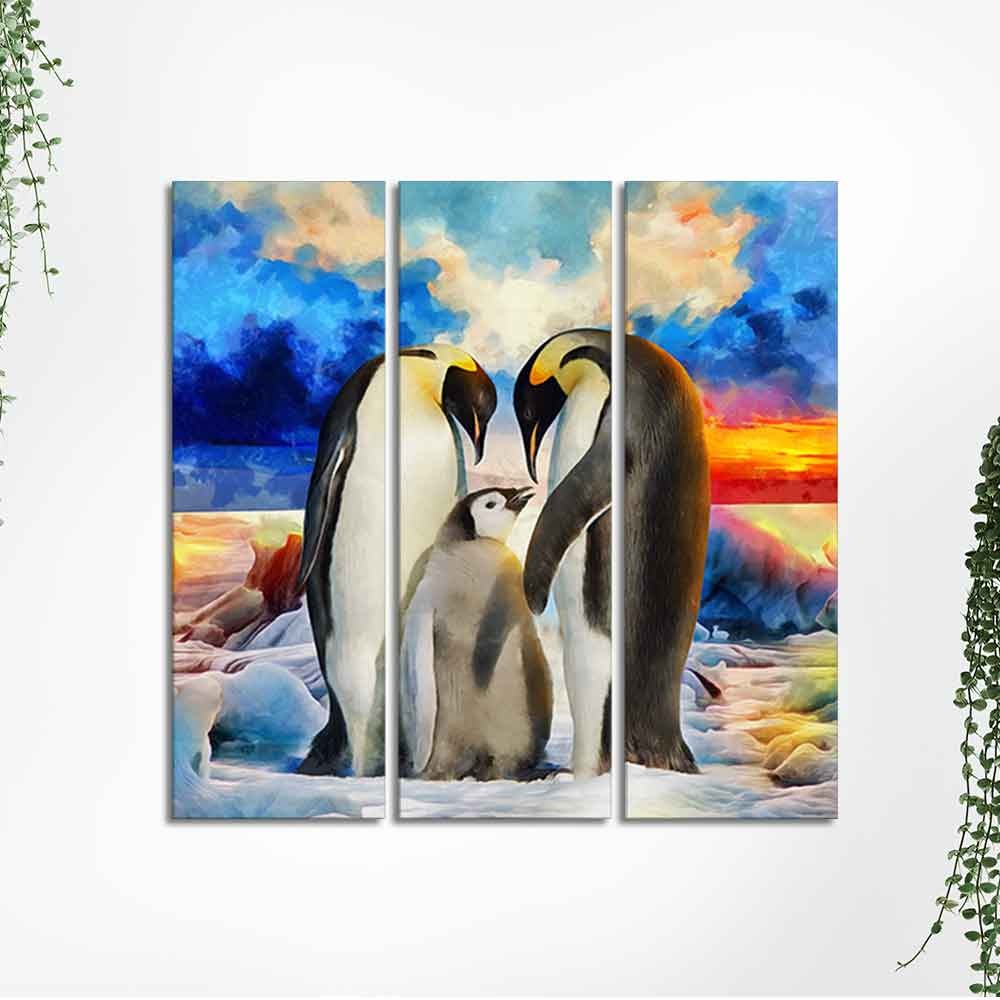 Animal Wall Painting of Penguins Set of 3 Pieces - Image 5