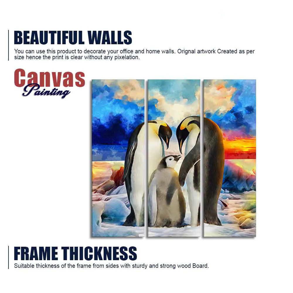Animal Wall Painting of Penguins Set of 3 Pieces - Image 6