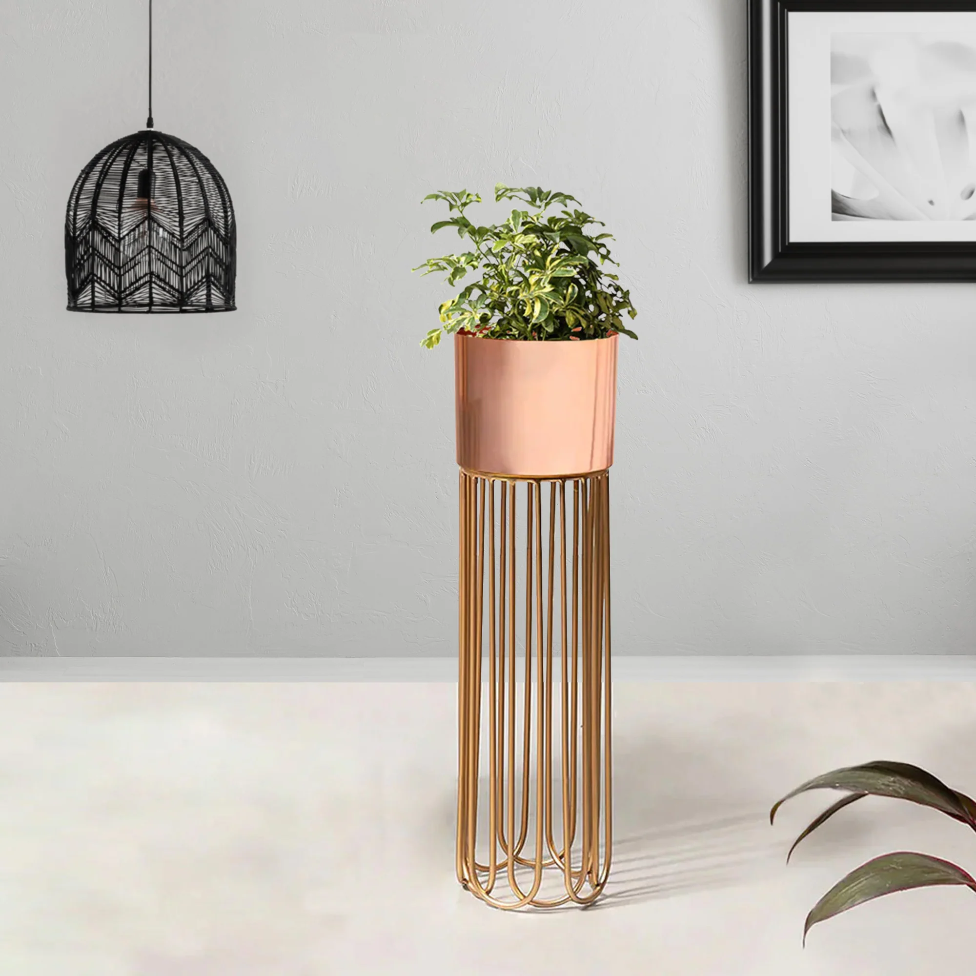 Artisan Arboretum Gold Stand & Ross Gold Pot - Medium Size Planter - Image 2