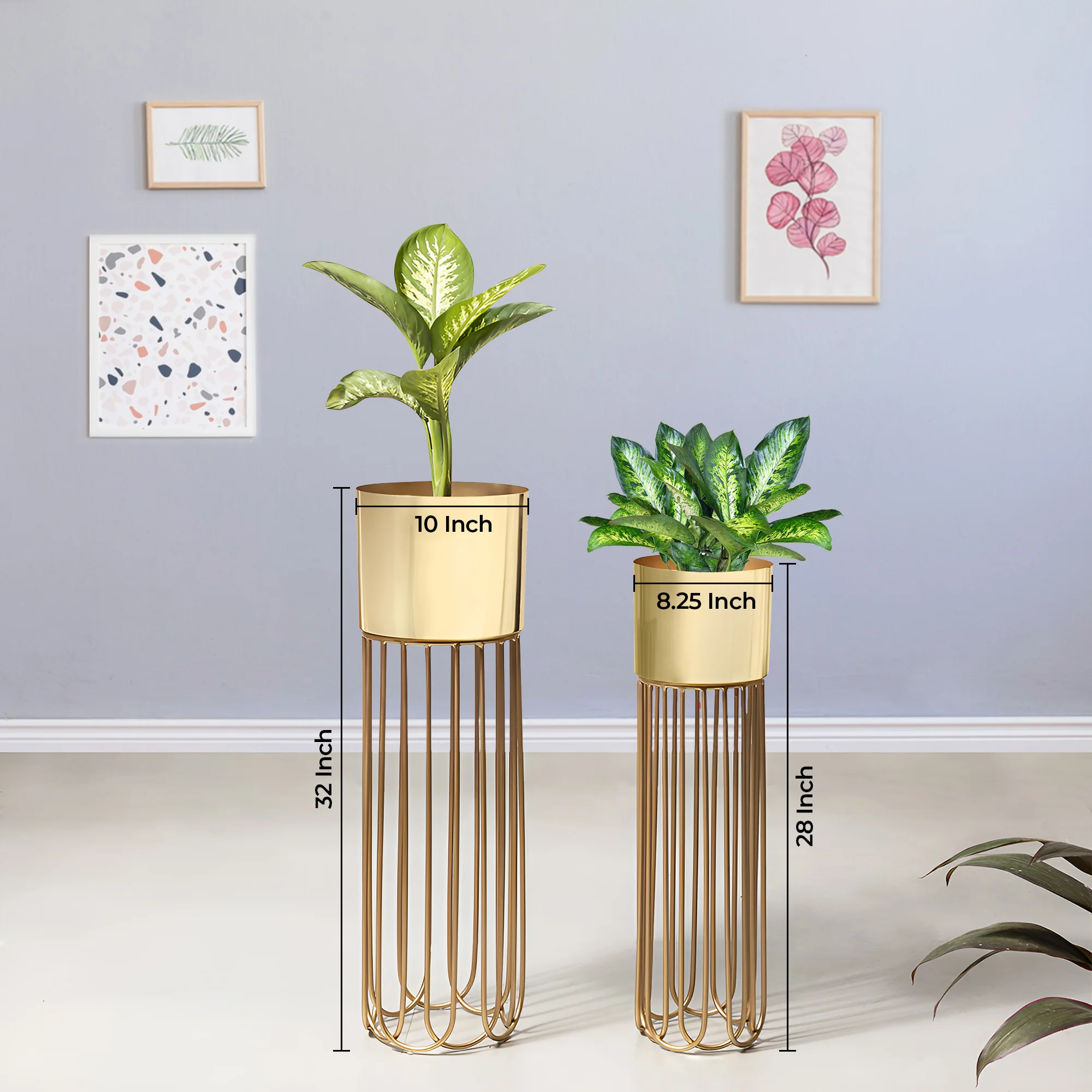 Artisan Arboretum Golden Finish Planters Set of 2 - Image 3