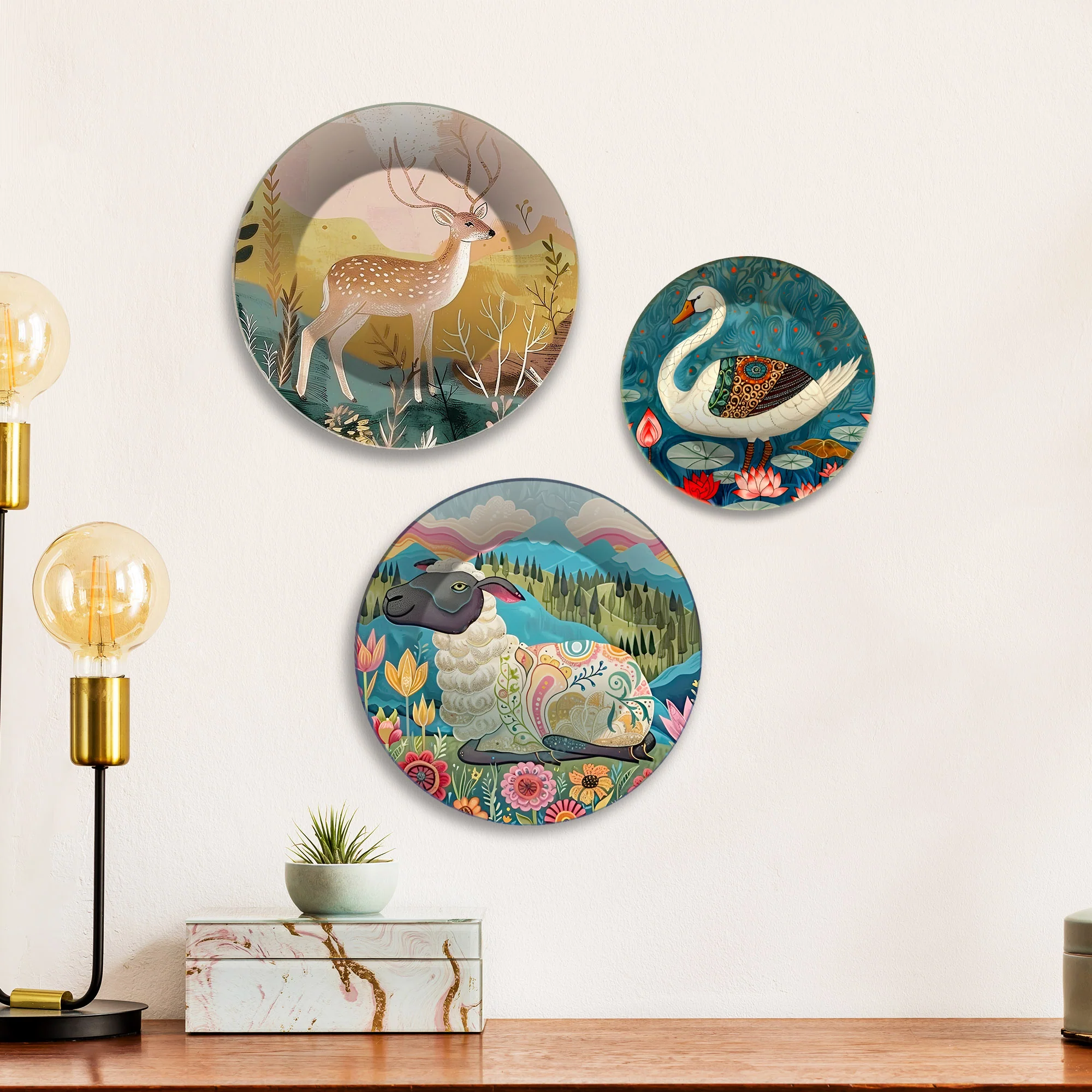Artistic Animal Wilderness Premium Wall Plates Painting Set of 3 - Image 2