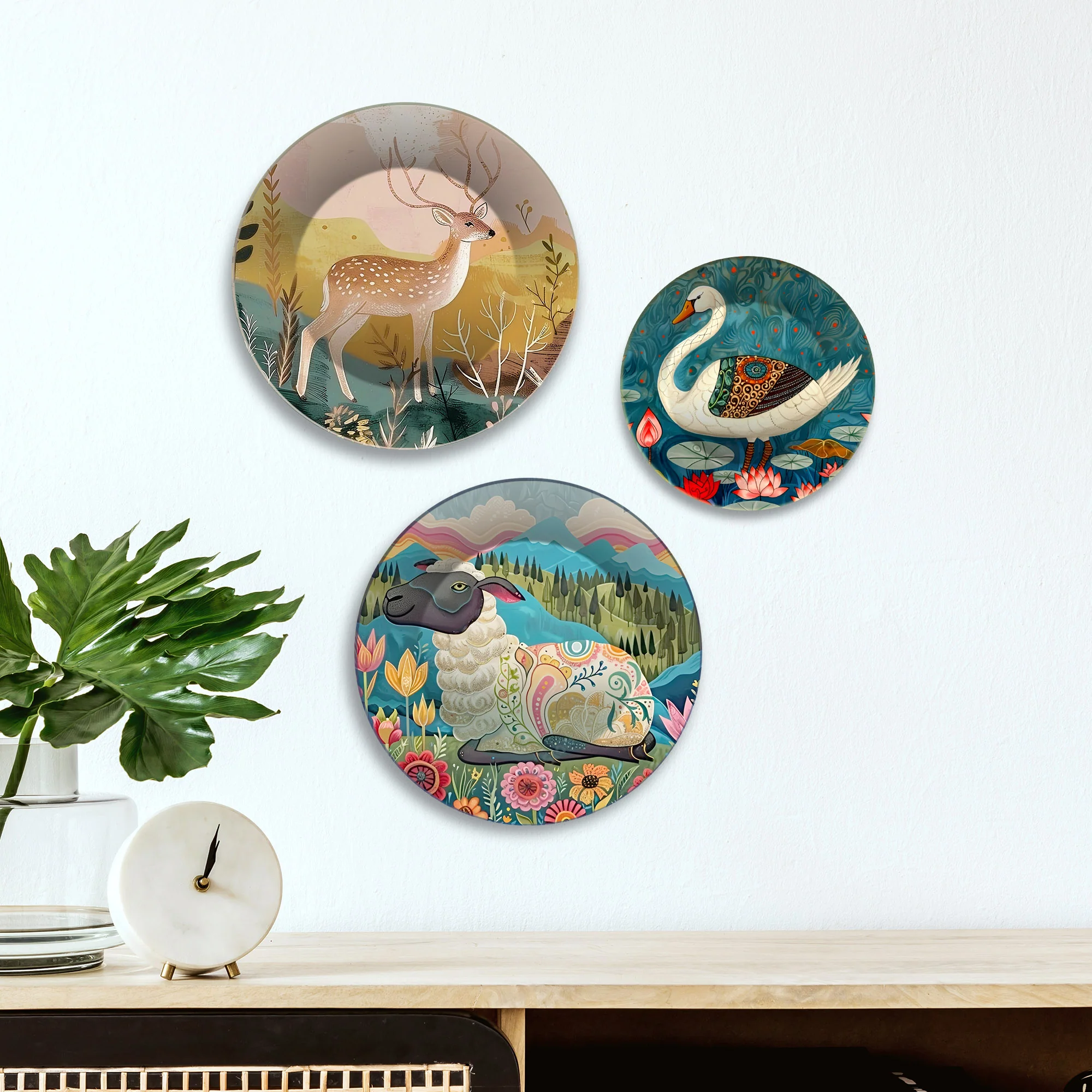 Artistic Animal Wilderness Premium Wall Plates Painting Set of 3 - Image 3