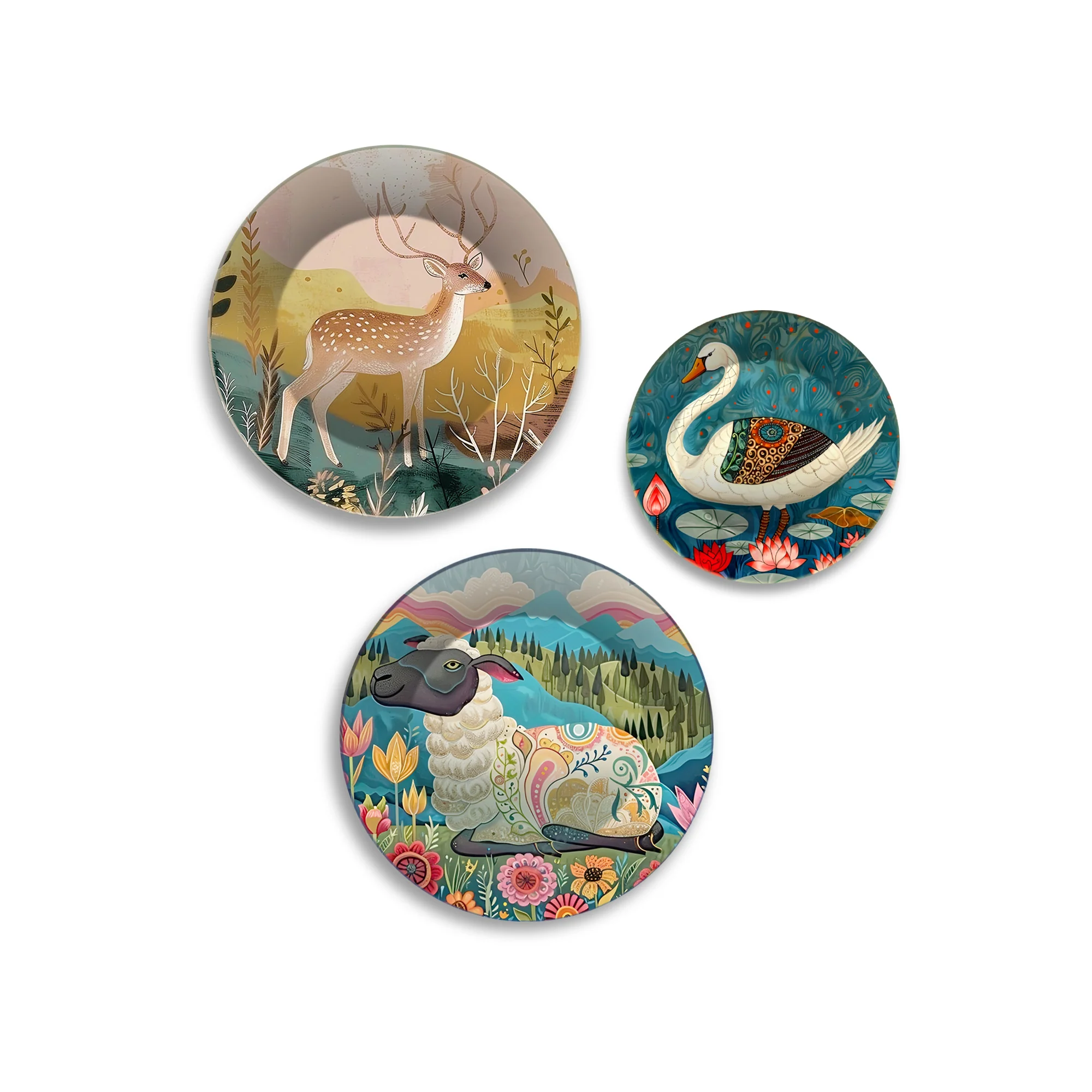 Artistic Animal Wilderness Premium Wall Plates Painting Set of 3 - Image 4