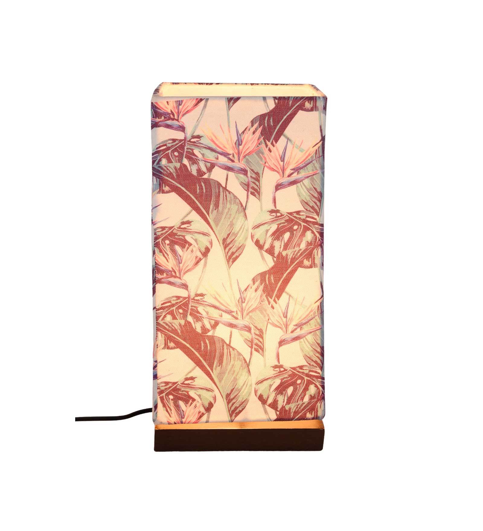 Artistic Birds Of Paradise Multicolor Printed Table Lamp with Wooden Finish Base - Image 3