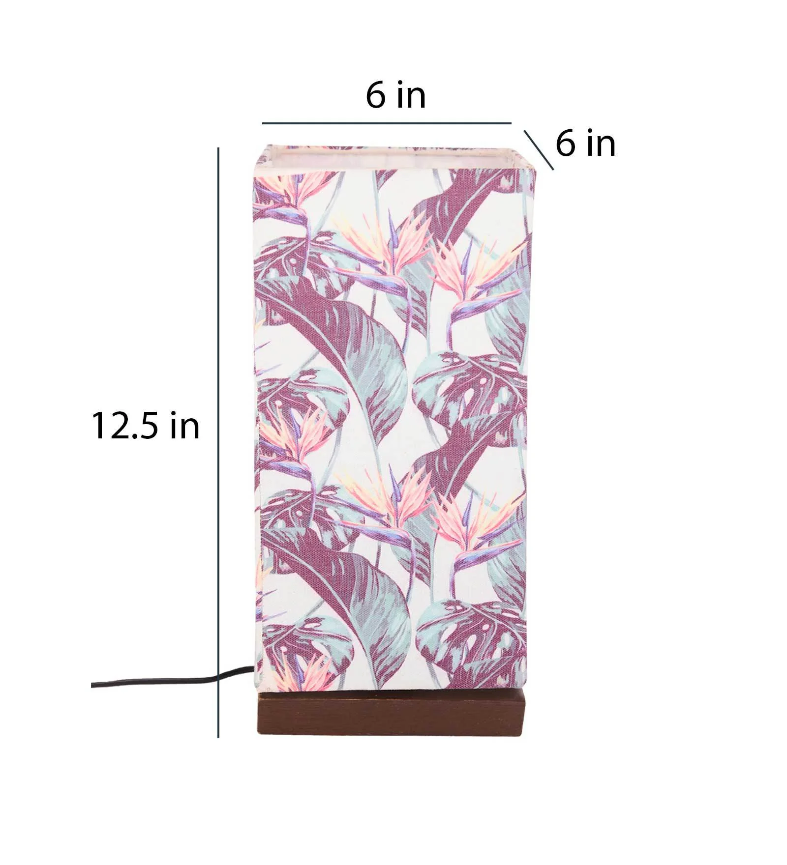 Artistic Birds Of Paradise Multicolor Printed Table Lamp with Wooden Finish Base - Image 5
