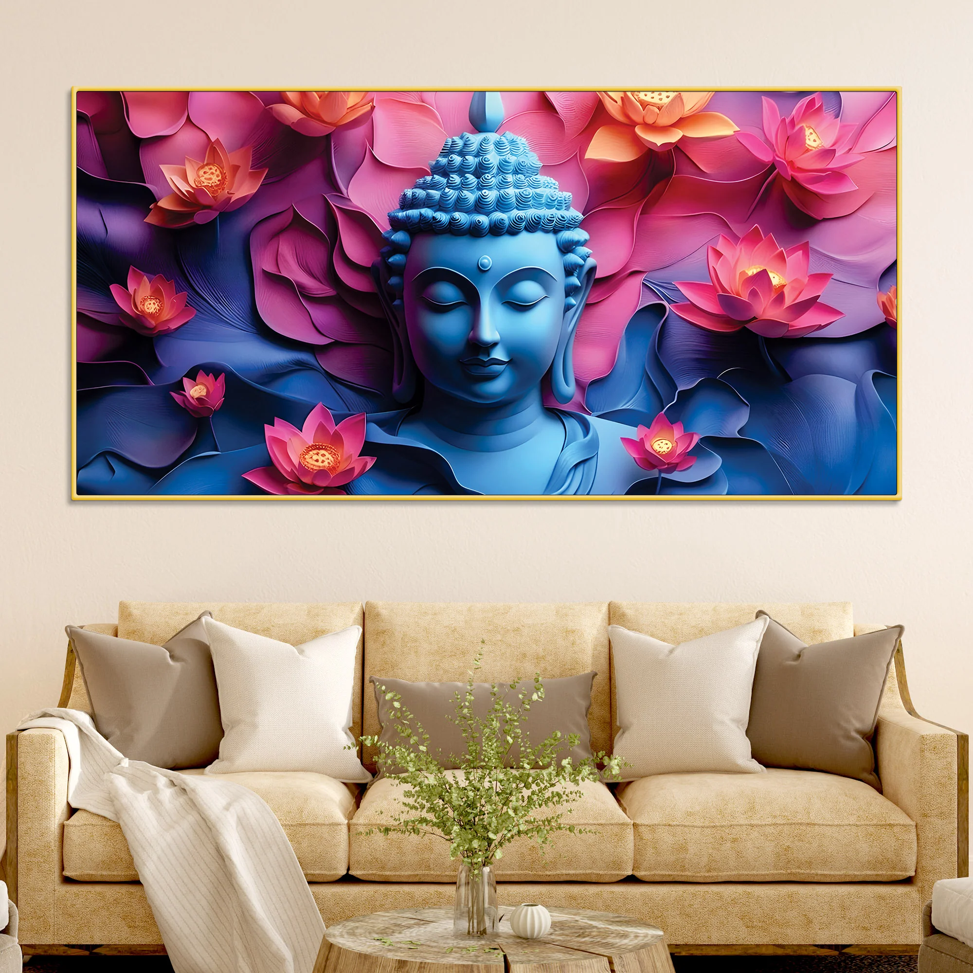 Artistic Buddha Wall Painting for Living Area - Image 2