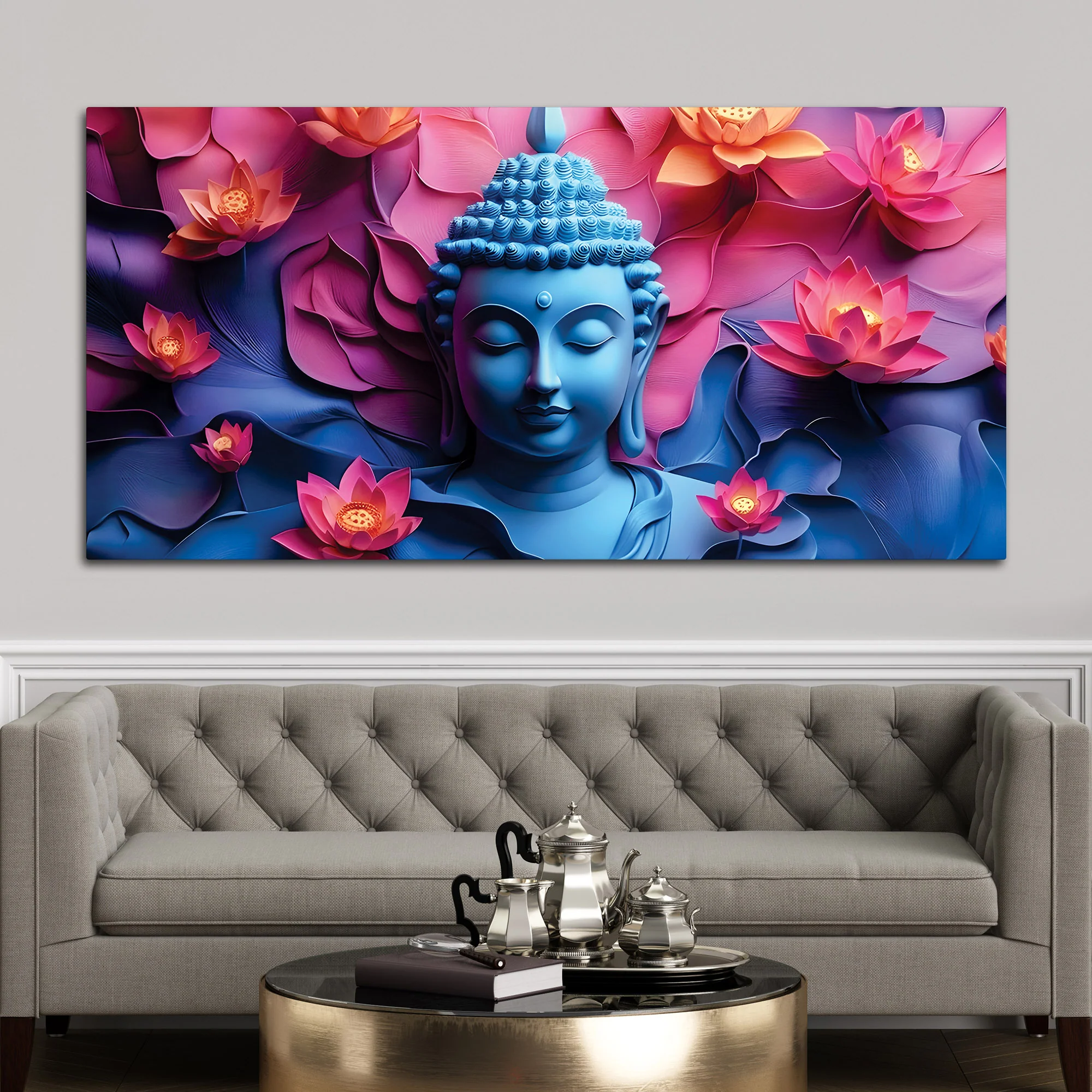 Artistic Buddha Wall Painting for Living Area - Image 3