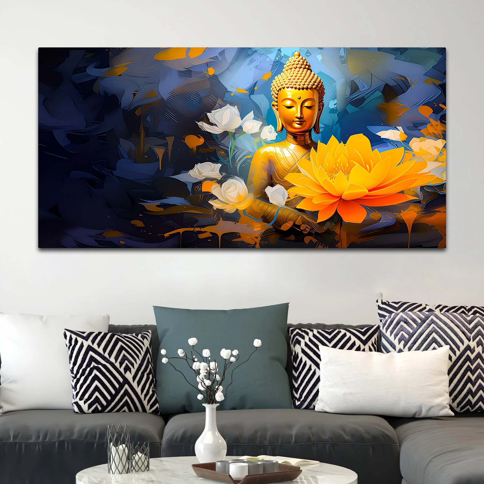 Artistic Buddha Wall Painting for Stylish Décor - Image 3
