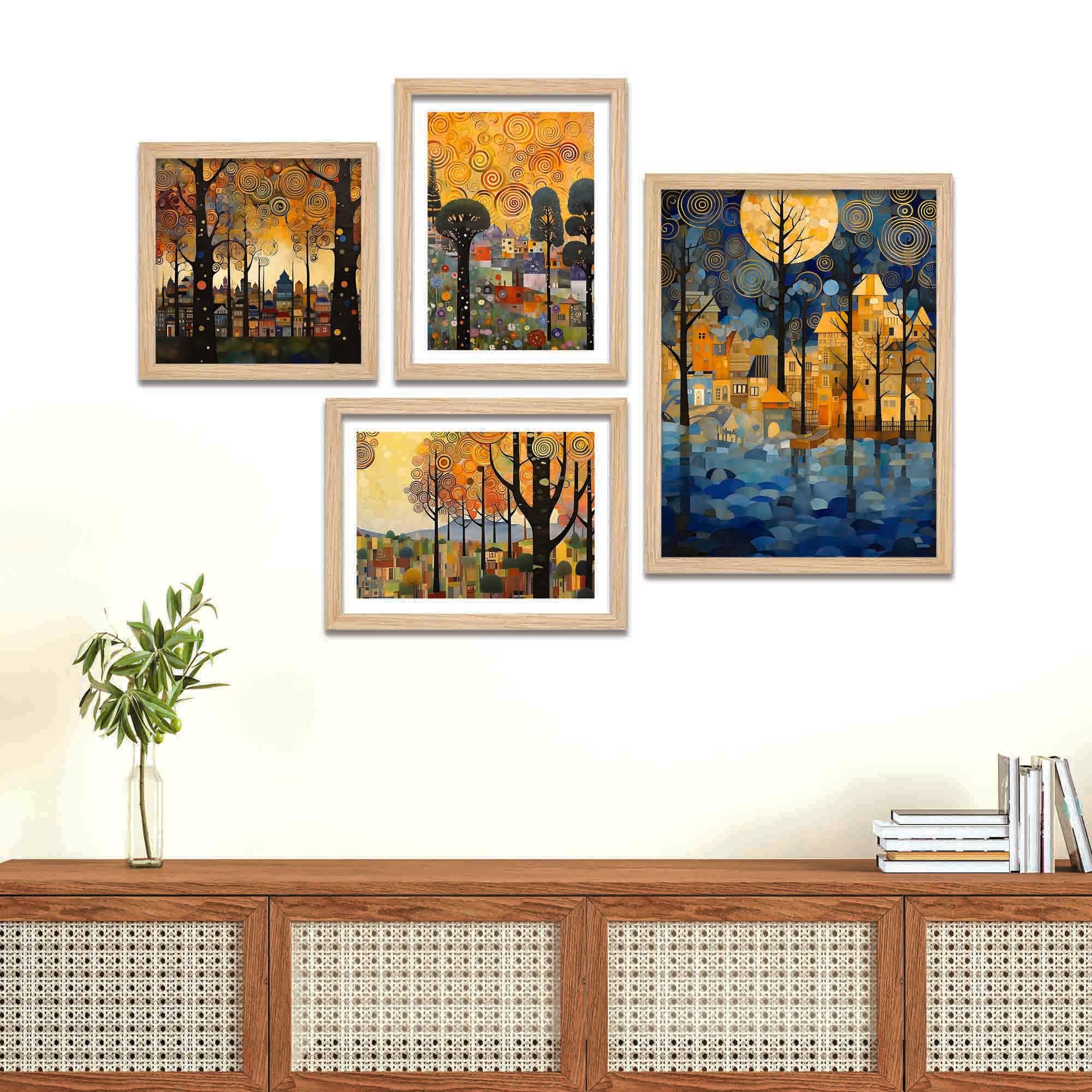 Artistic City & Nature Wall Frame Set of Four
