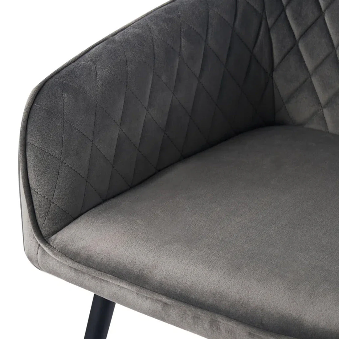 Artistic Classic Grey Diamond Cut Velvet Sofa Lounge Chair - Image 6