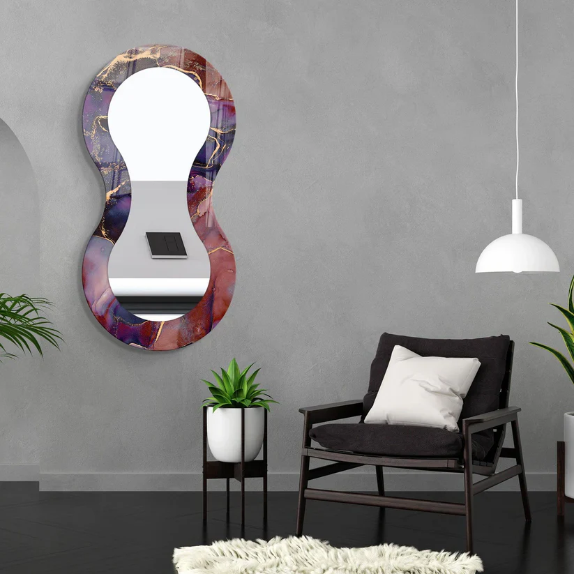 Artistic Curvy Acrylic Wall Mirror with Abstract Frame Design - Image 3