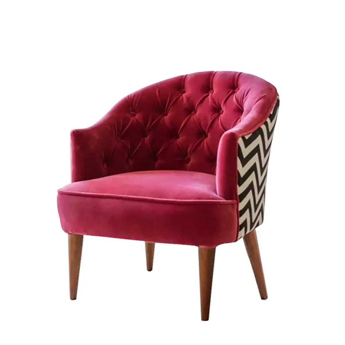 Artistic Cushiony Red Wide Backrest Velvet Sofa Lounge Chair - Image 3