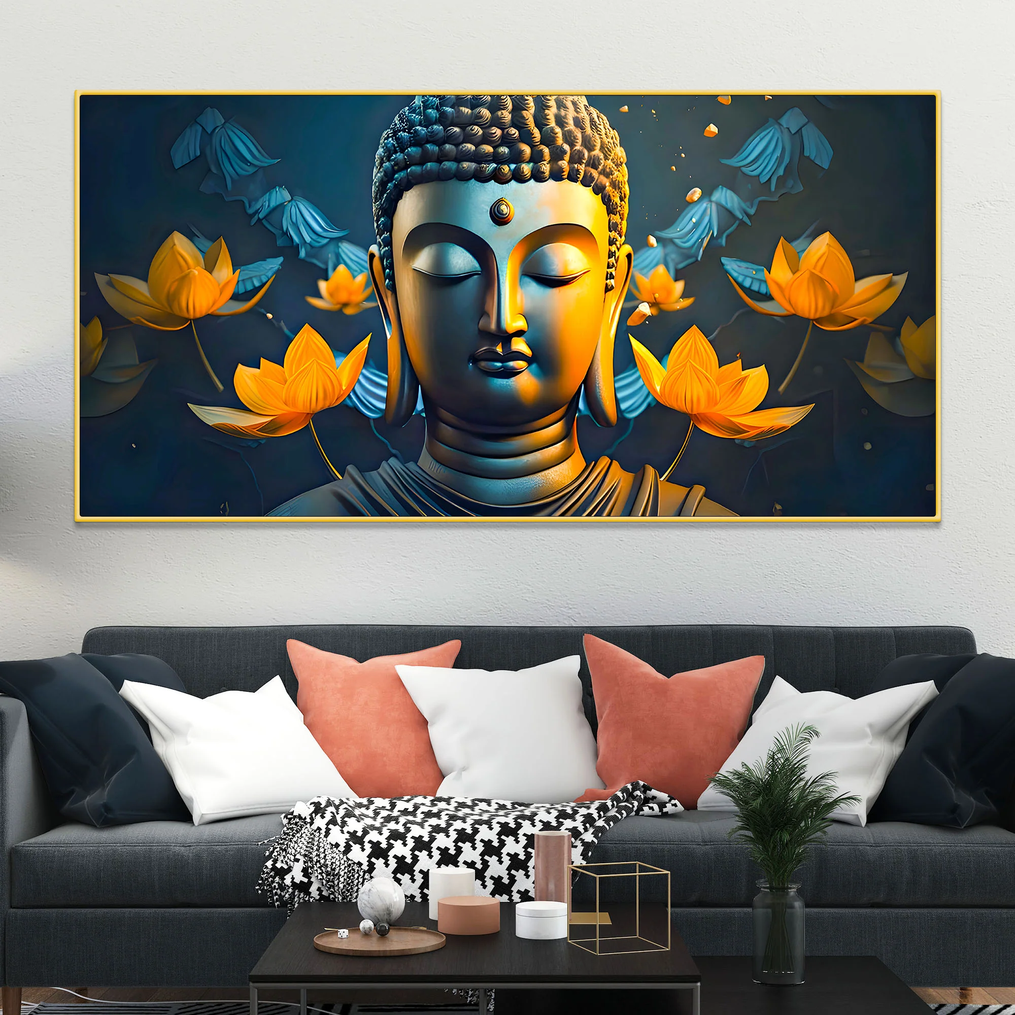 Artistic Lord Gautam Buddha Painting for Creative Wall Decoration