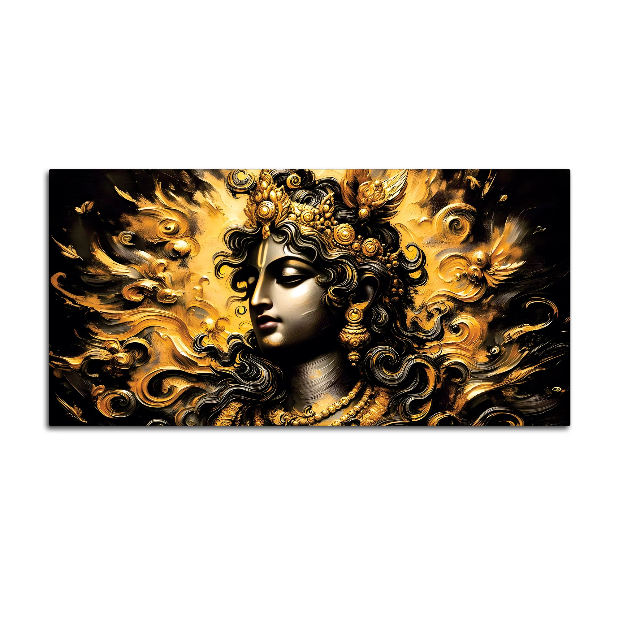 Artistic Lord Krishna Gold Effect Canvas Painting for Home Interiors - Image 4