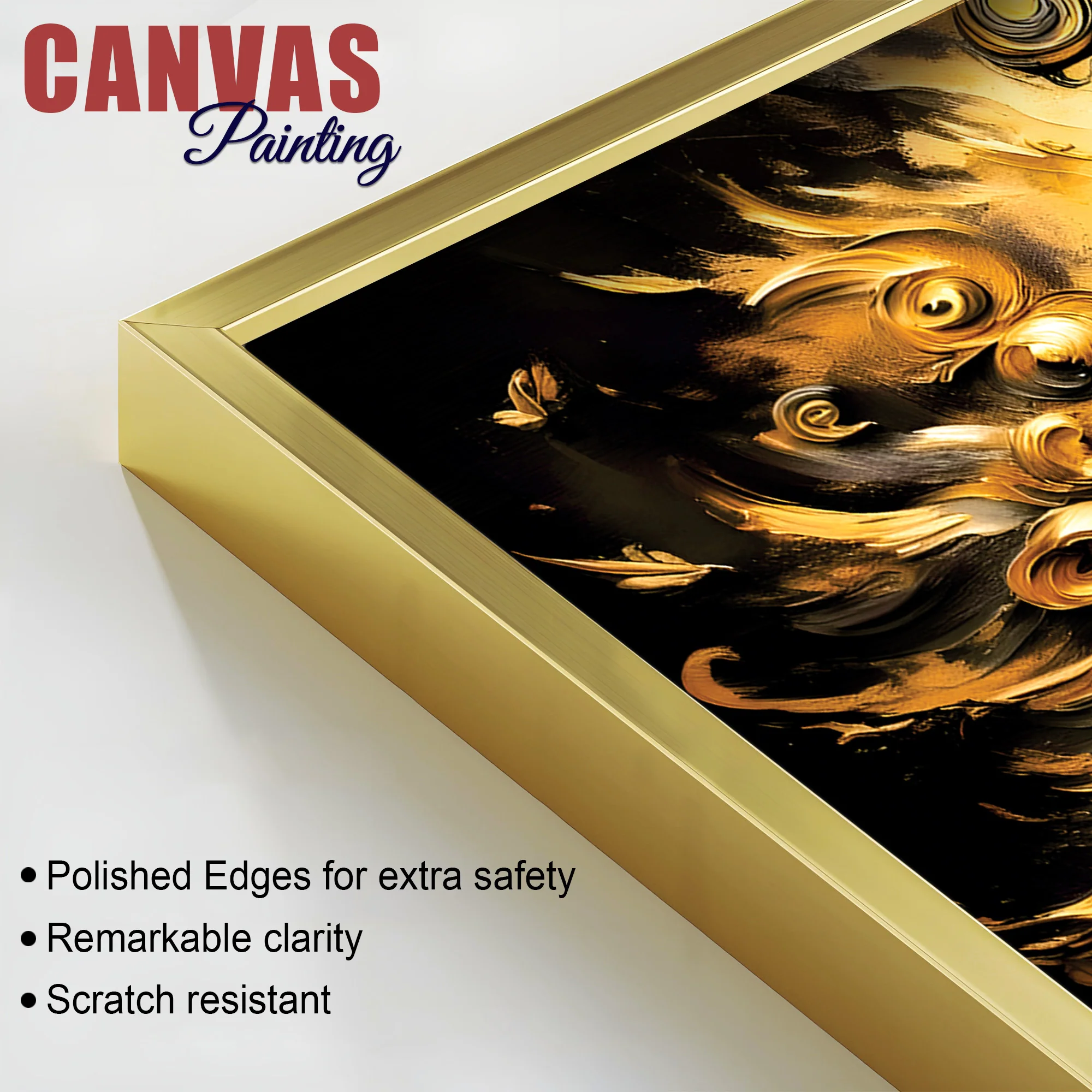 Artistic Lord Krishna Gold Effect Canvas Painting for Home Interiors - Image 6