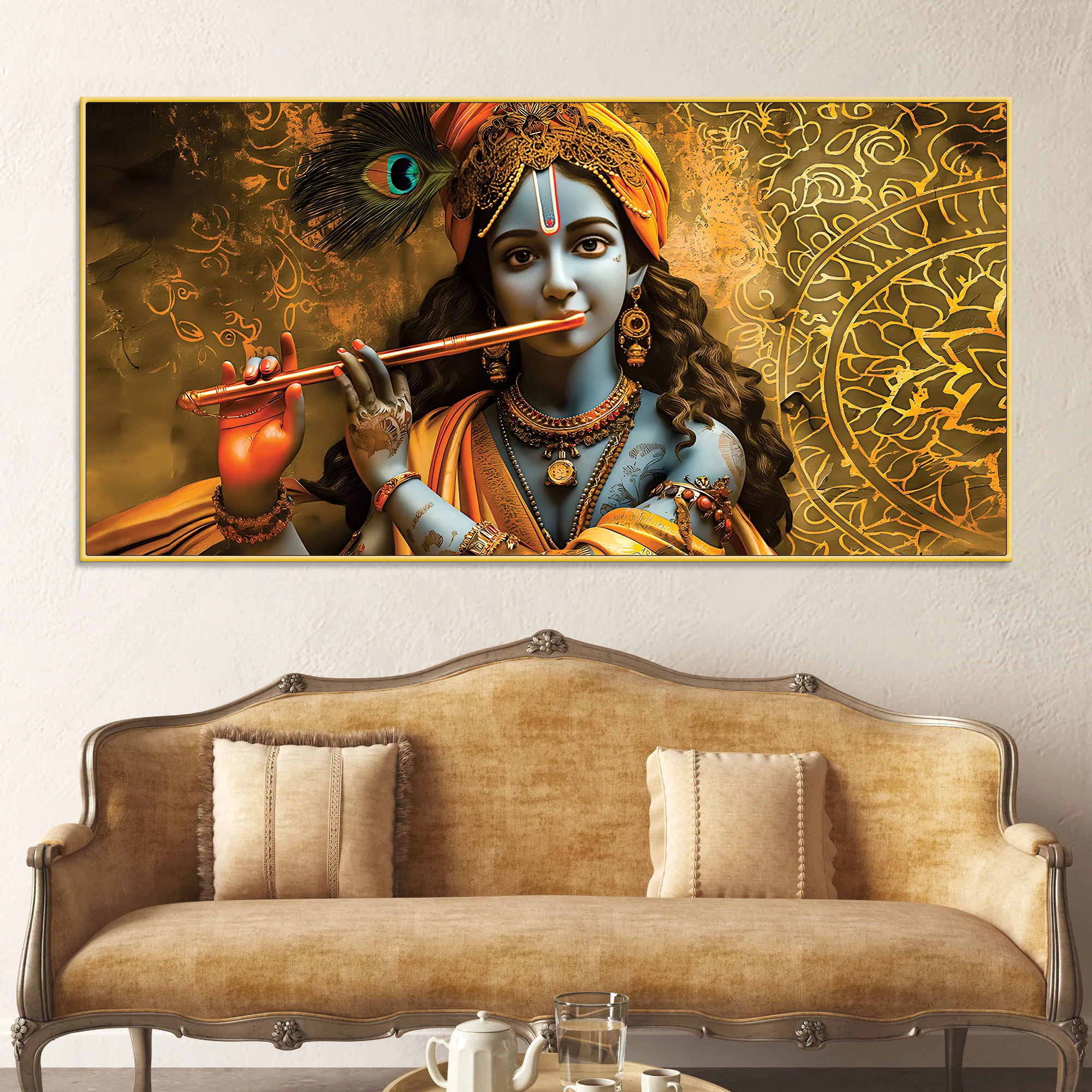 Artistic Lord Krishna Painting on Premium Canvas for Home - Image 2
