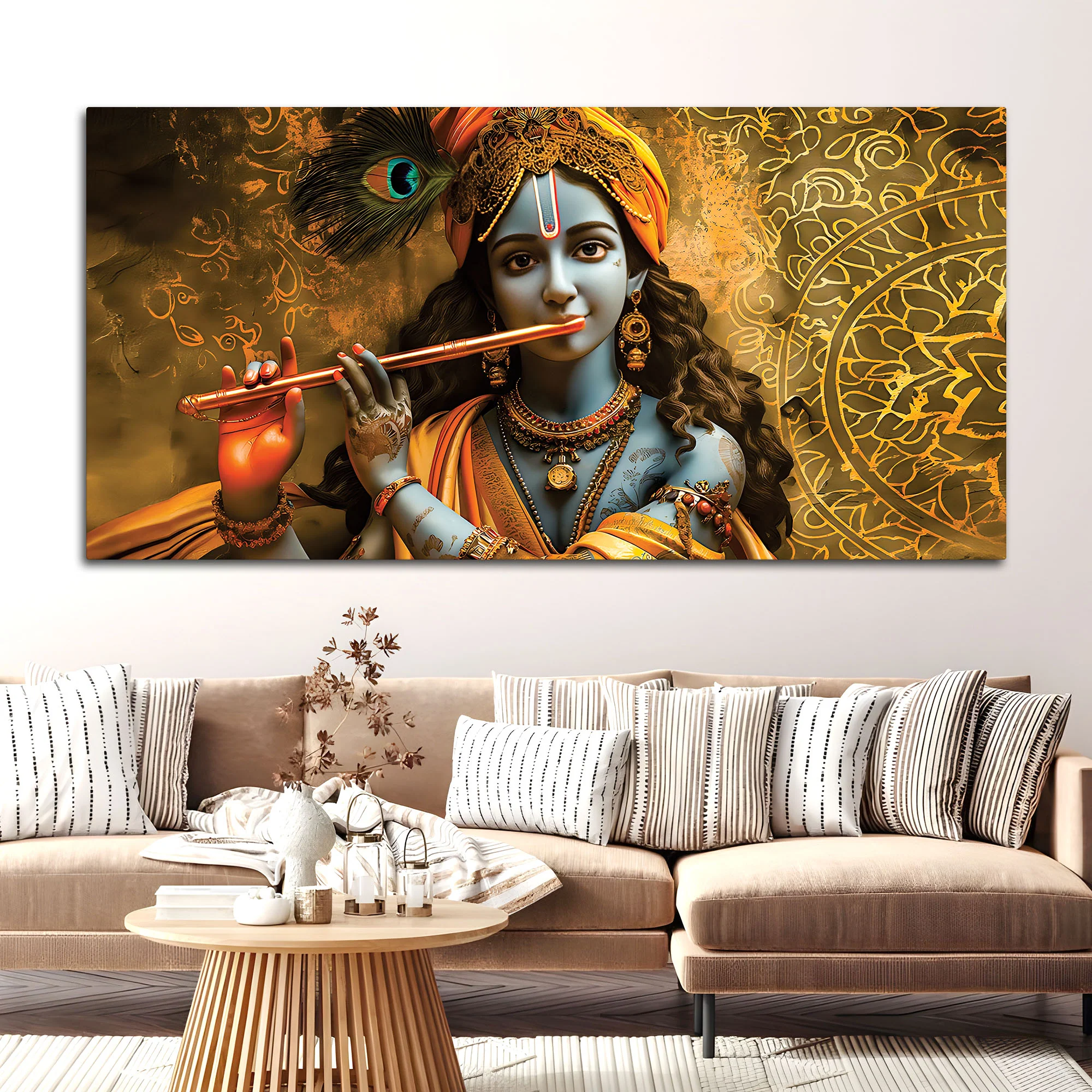 Artistic Lord Krishna Painting on Premium Canvas for Home - Image 3