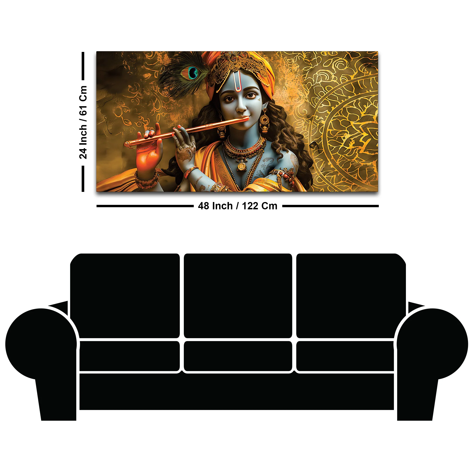 Artistic Lord Krishna Painting on Premium Canvas for Home - Image 8